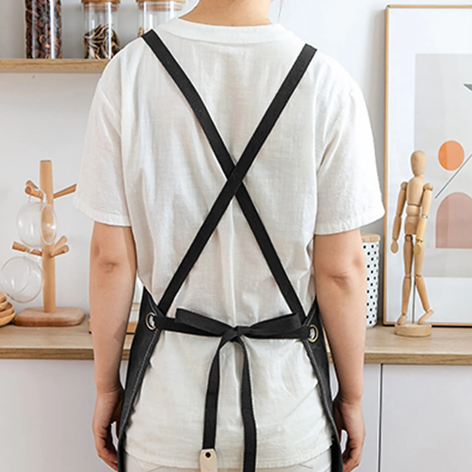 ChuerTech Men's Work Apron, Heavy Duty Tool Apron for Men, Work Apron z 3 kieszeniami na narzędzia do kuchni, ogrodu, ceramiki, warsztatu, garażu i innych, dla mężczyzn i kobiet, kolor czarny