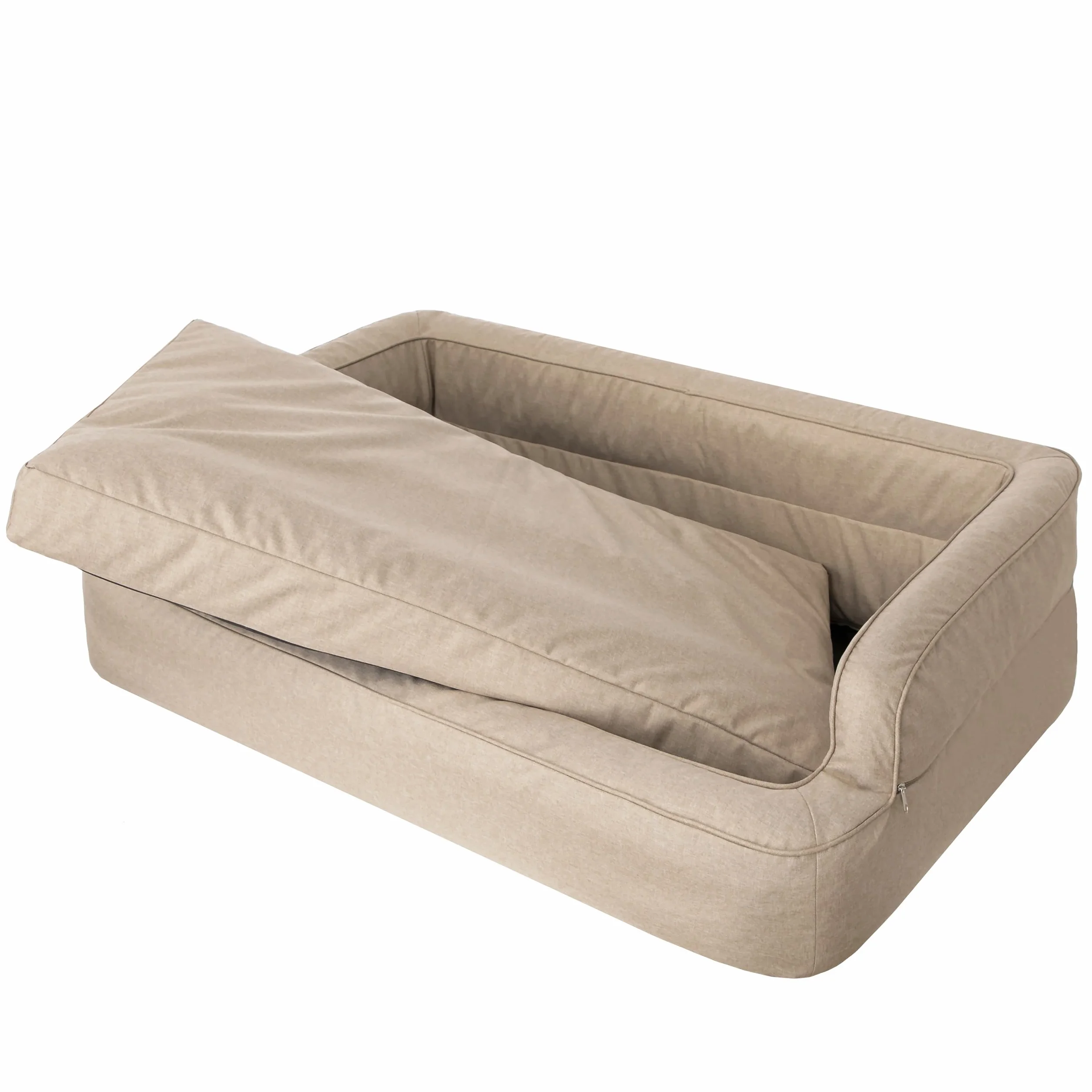 PillowPrim Legowisko dla Psa i Kota - Zdejmowana Poszewka, Poduszka, Miejsce do Spania, Sofa - Beżowe, XXL: 117 x 79 cm