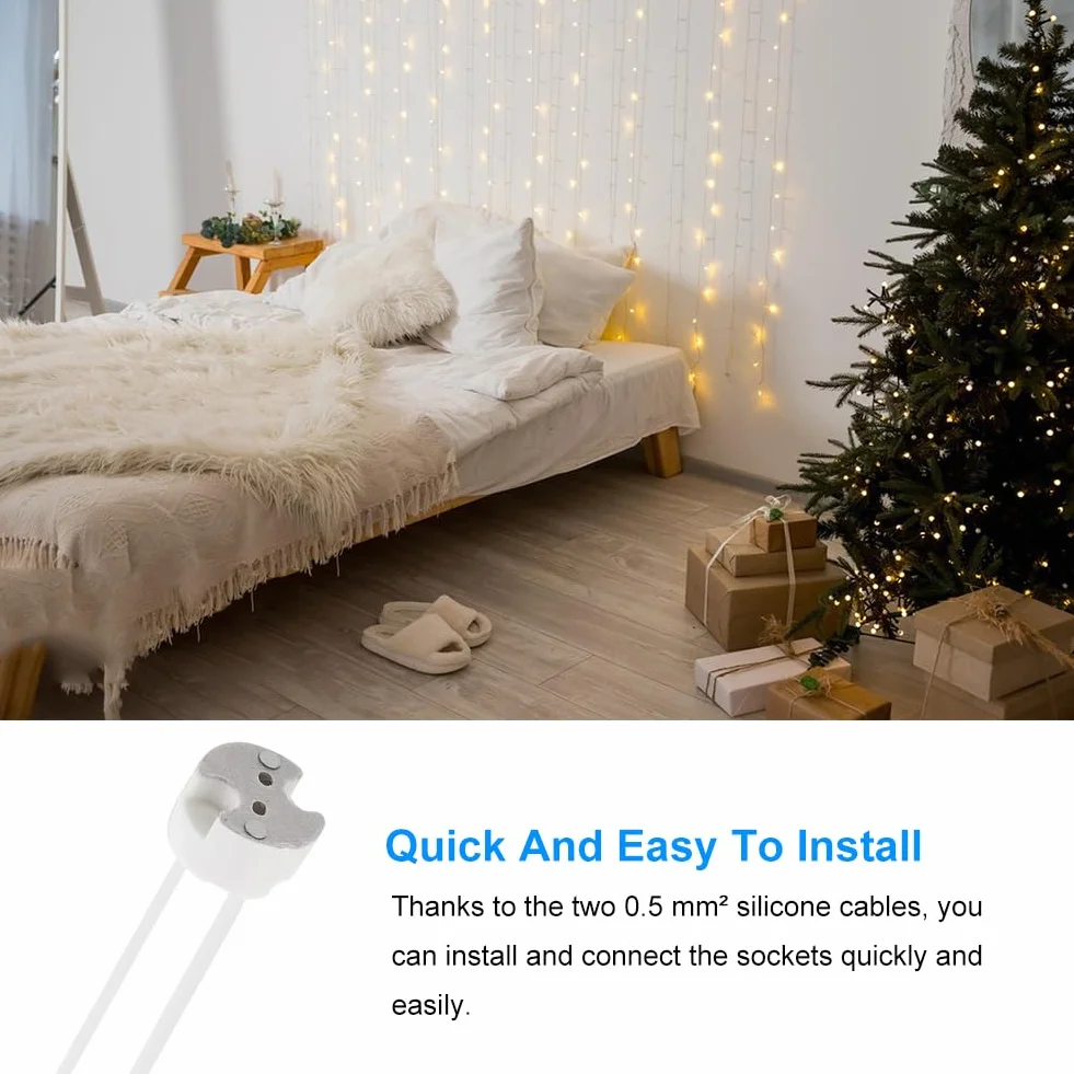 SEMINISMAR 20 sztuk oprawek MR16 GU5.3 LED, oprawka GU5.3, gwint GU5.3 z kablem 12 V, ceramiczna podstawa, oprawka LED MR16 GU5.3, żarówka halogenowa, wtyczka ceramiczna, adapter druciany
