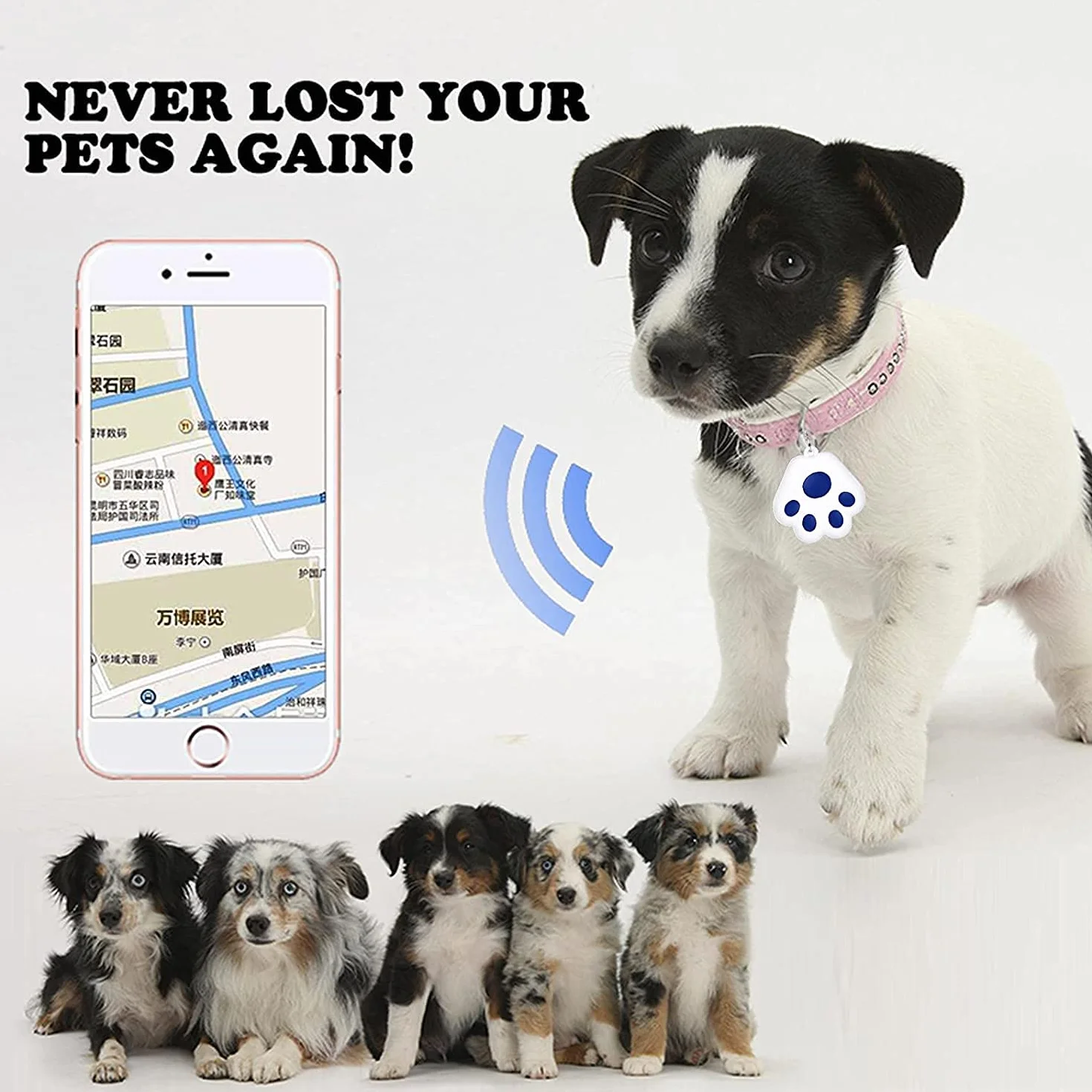 Mini lokalizator GPS dla kota/psa, tracker dla zwierząt domowych, psów, kotów, bagaż, portfel, wyszukiwarka kluczy, akcesoria do obroży, inteligentne śledzenie Bluetooth, wodoodporne przenośne