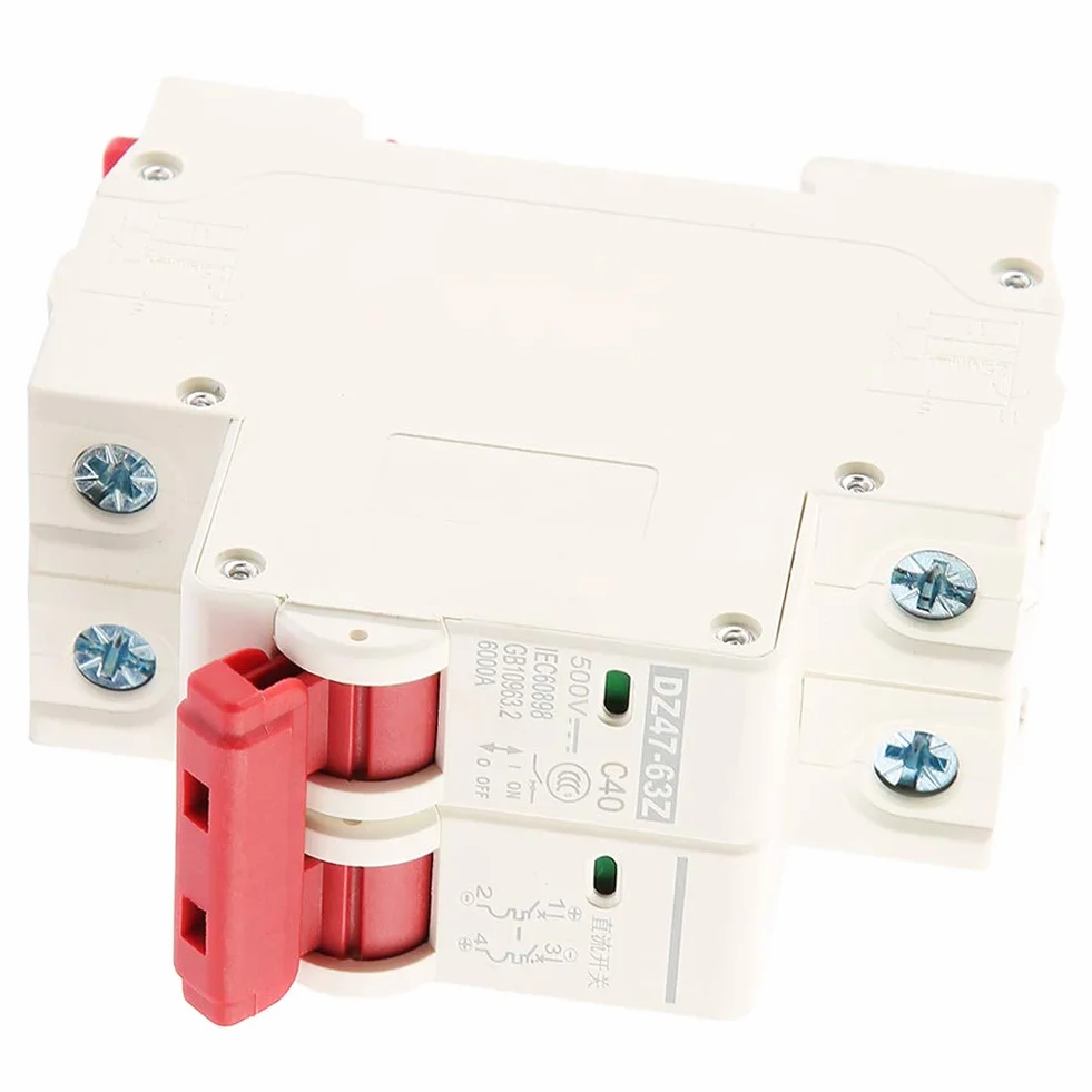 Wyłącznik Nadprądowy 2P 40A DC 500V, Mini Wyłącznik Fotowoltaiczny DZ47-63Z-2P, 6kA, do Instalacji Solarnej