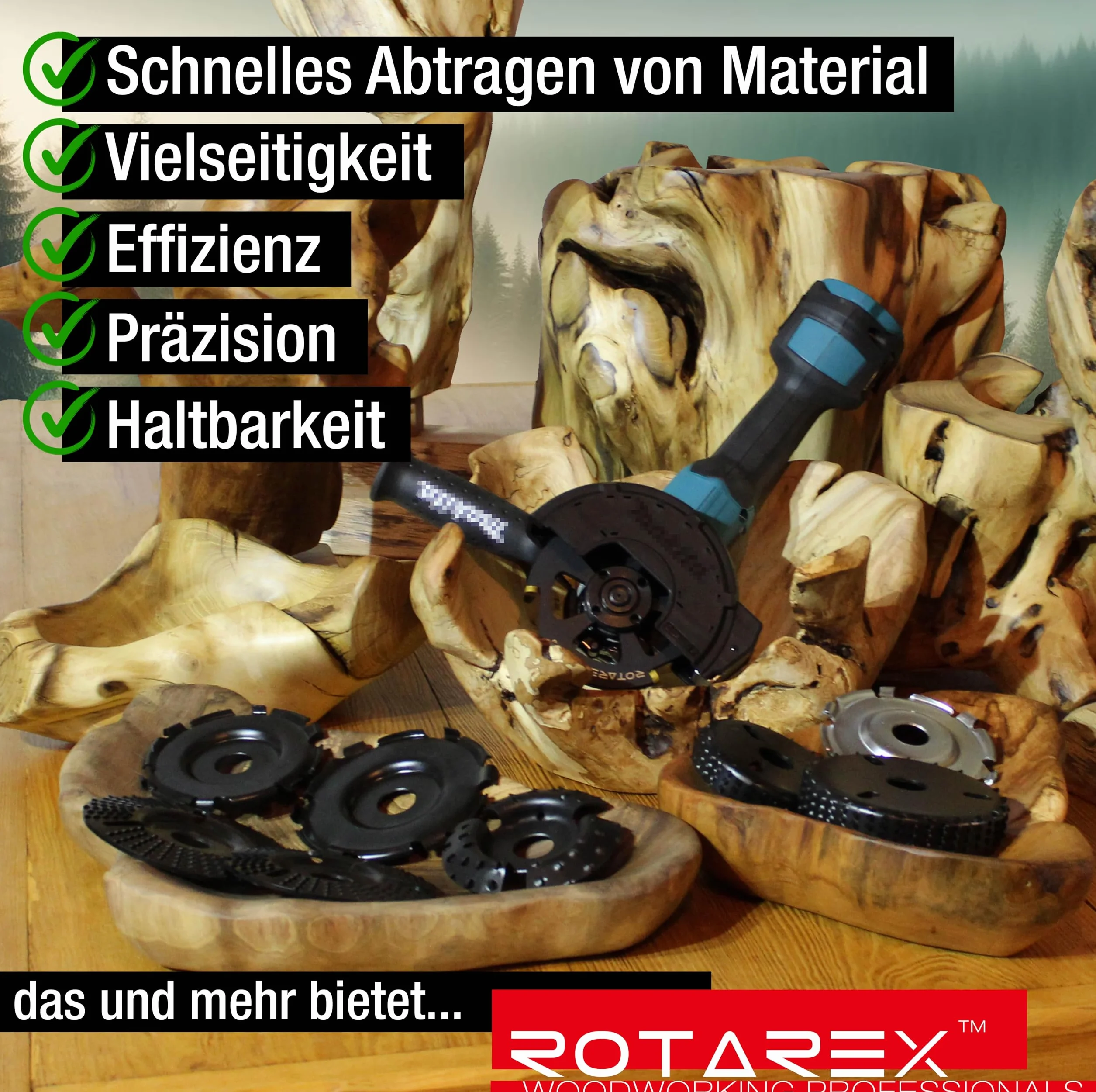 ROTAREX Profi-Tarcza do rzeźbienia w drewnie (miękkie i twarde) - Tarcza do drewna ze szwedzkiej stali hartowanej - Ø 125 mm x 22,2 mm