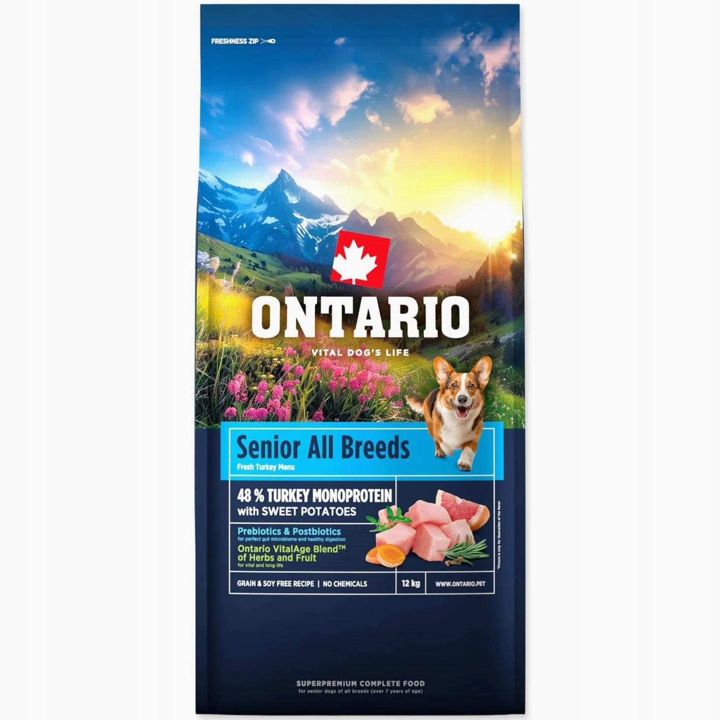 ONTARIO SENIOR MONO 12KG Karma Monoproteinowa dla Starszych Psów z Indykiem