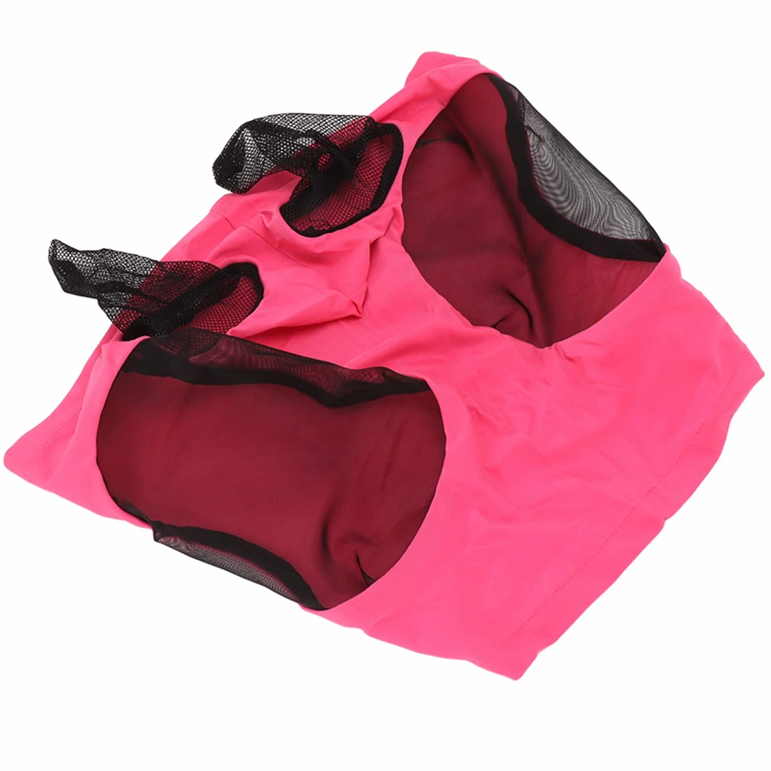 Horse Fly Mask, Elastyczna, Oddychająca Siatkowa Maska ​​dla Koni z Ochroną Uszu(Czerwona róża)