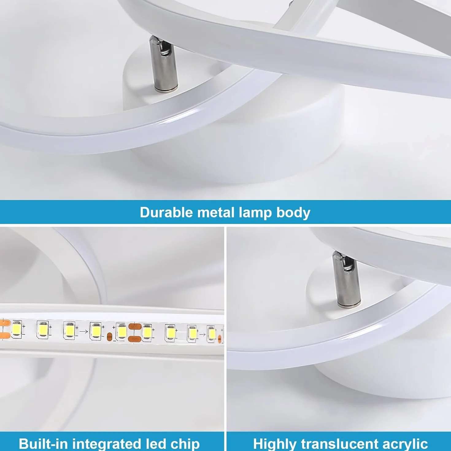 Nowoczesna lampa sufitowa LED, 22W 2500lm Kreatywna lampa sufitowa LED w kształcie kwiatu, oświetlenie sufitowe do sypialni Salon Kuchnia Łazienka Korytarz, 24 * 11 CM, chłodna biel 6500 K