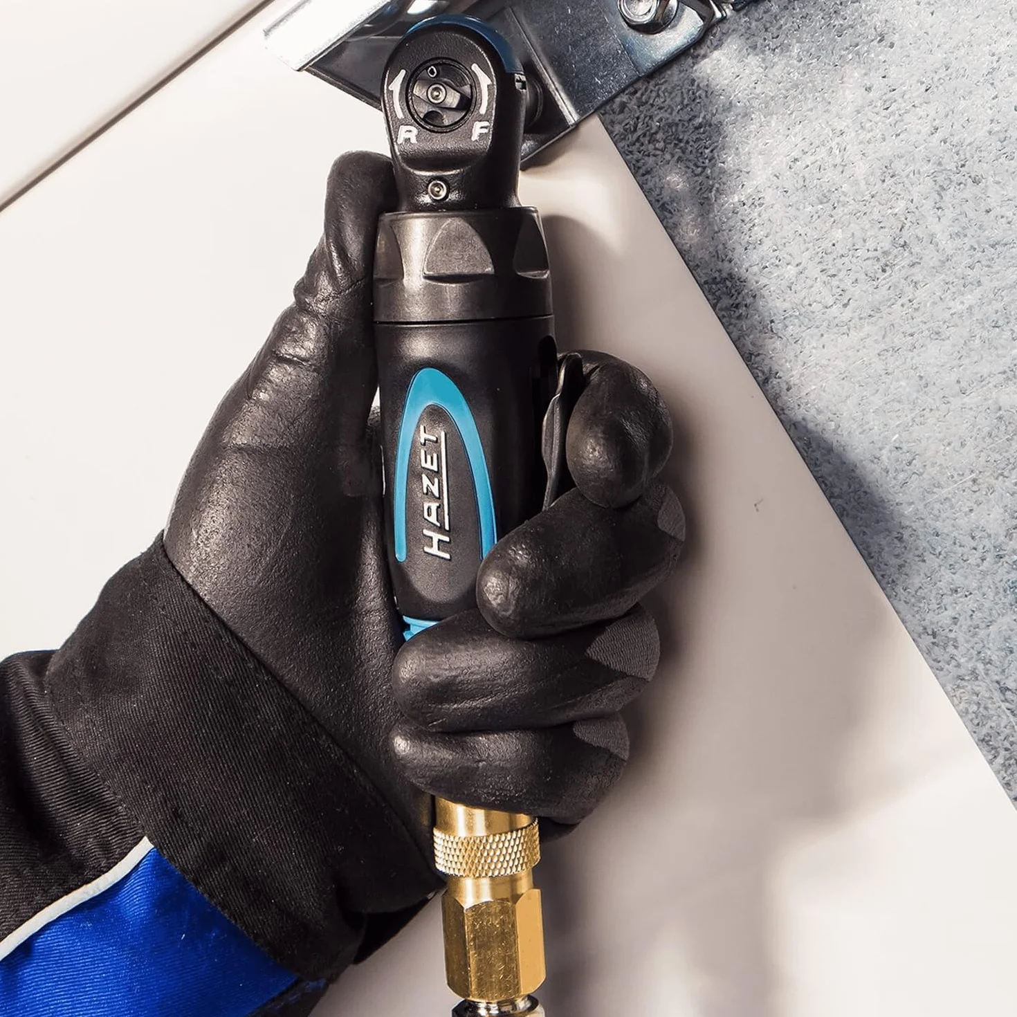 HAZET mini wkrętak z grzechotką 9021P-2 I krótka konstrukcja, 250 obr/min, niski poziom wibracji I wyjście: napęd kwadratowy 6,3 mm (1/4 cala) I do trakcji ręc
