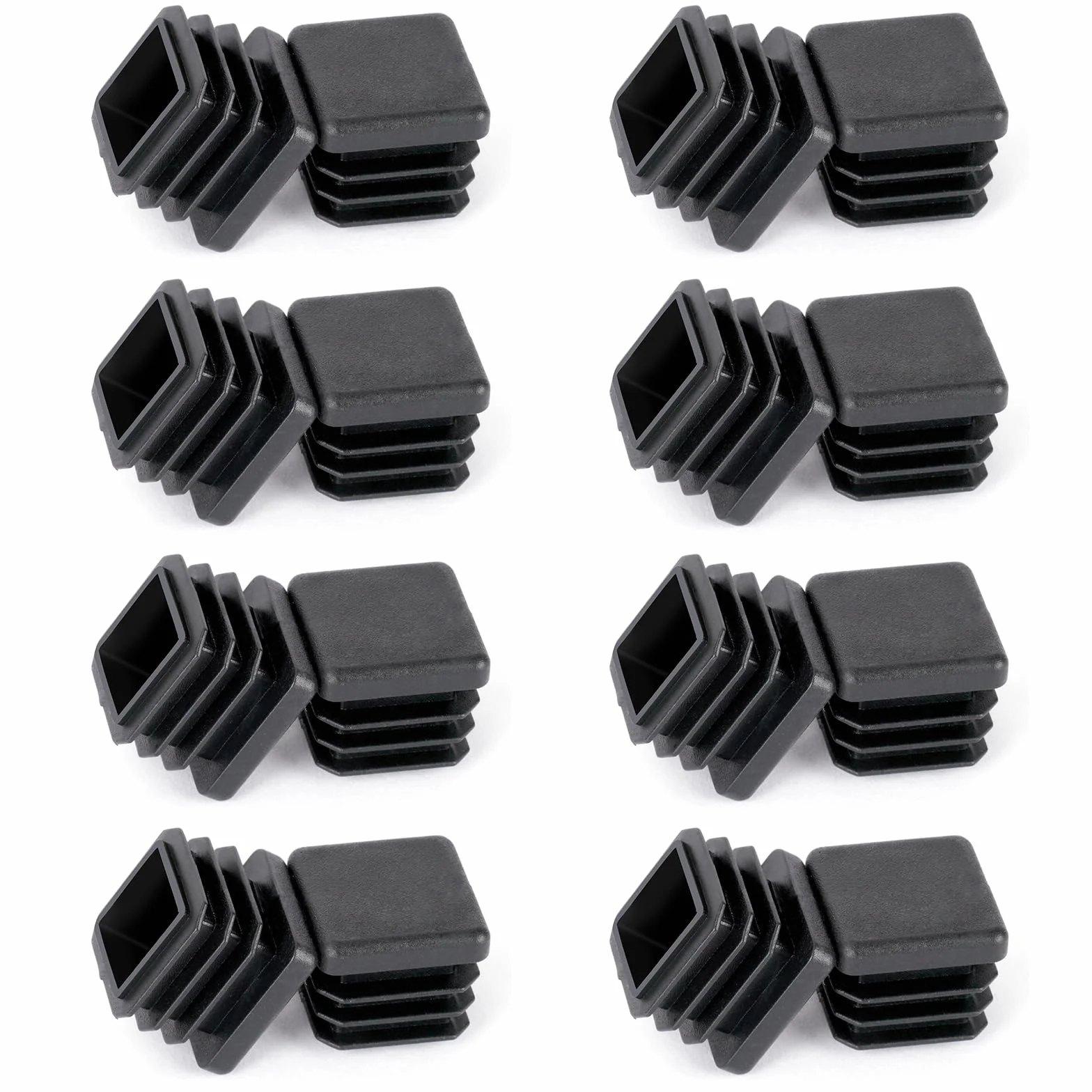 OSDUE Kwadratowe plastikowe zaślepki, 16 szt., 16 x 16 mm, czarna plastikowa zatyczka, antypoślizgowe podkładki pod nóżki mebli, nakładki na nóżki stołu, ochraniacze podłogi do łóżka, krzesła, sofy