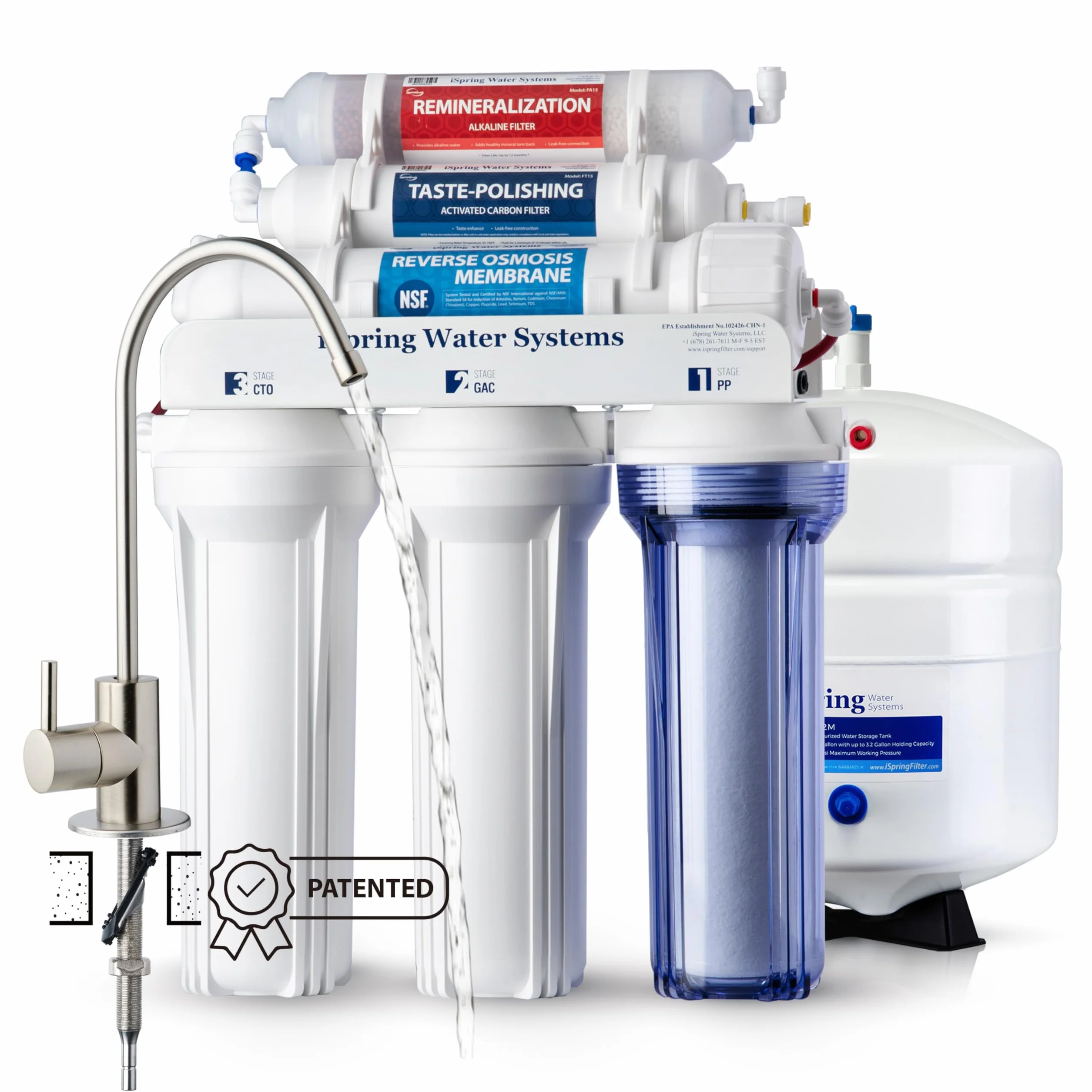 iSpring RCC7AK 6-stopniowy system odwróconej osmozy 75 GPD NSF remineralizacja alkaliczna pH filtr wody pod zlew