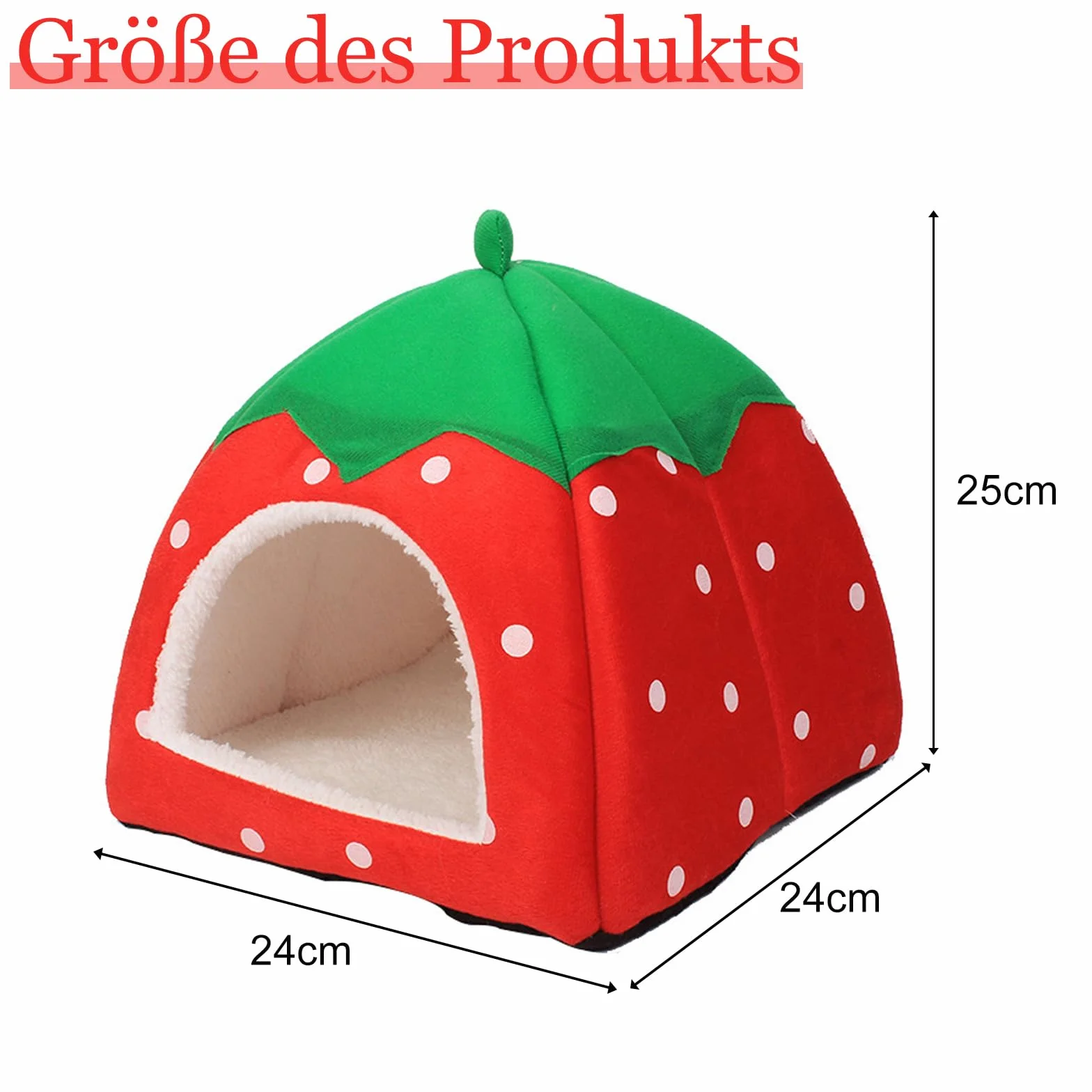 Domek dla świnki morskiej, przytulna jaskinia z wyjmowaną matą, łóżko dla świnki morskiej, szczurów, akcesoria dla królików miniaturowych, chomików, chomików, wiewiórek (24 x 24 cm, czerwony)