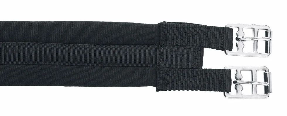 Kerbl Pasek siodłowy wyściełany klamry rolkowe pas bawełniany czarny 100-140 cm