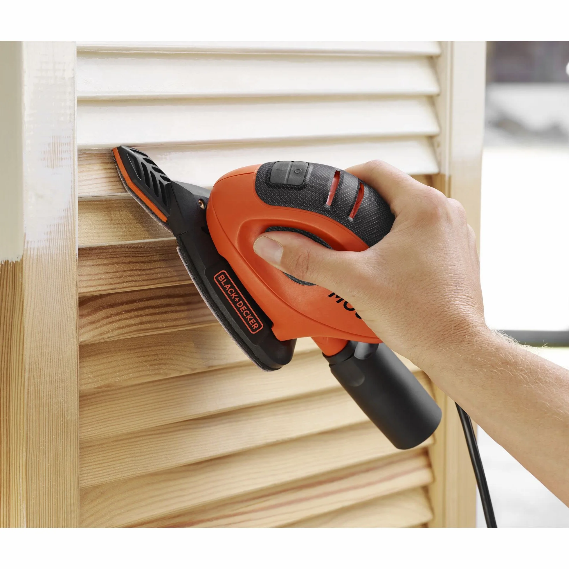 BLACK+DECKER Szlifierka szczegółowa Mysz 55 W, prędkość 11 000 obr./min, średnica orbity 1,5 mm, mocowanie papieru ściernego na rzep, w zestawie 10 akcesoriów i torba transportowa, BEW230BCA