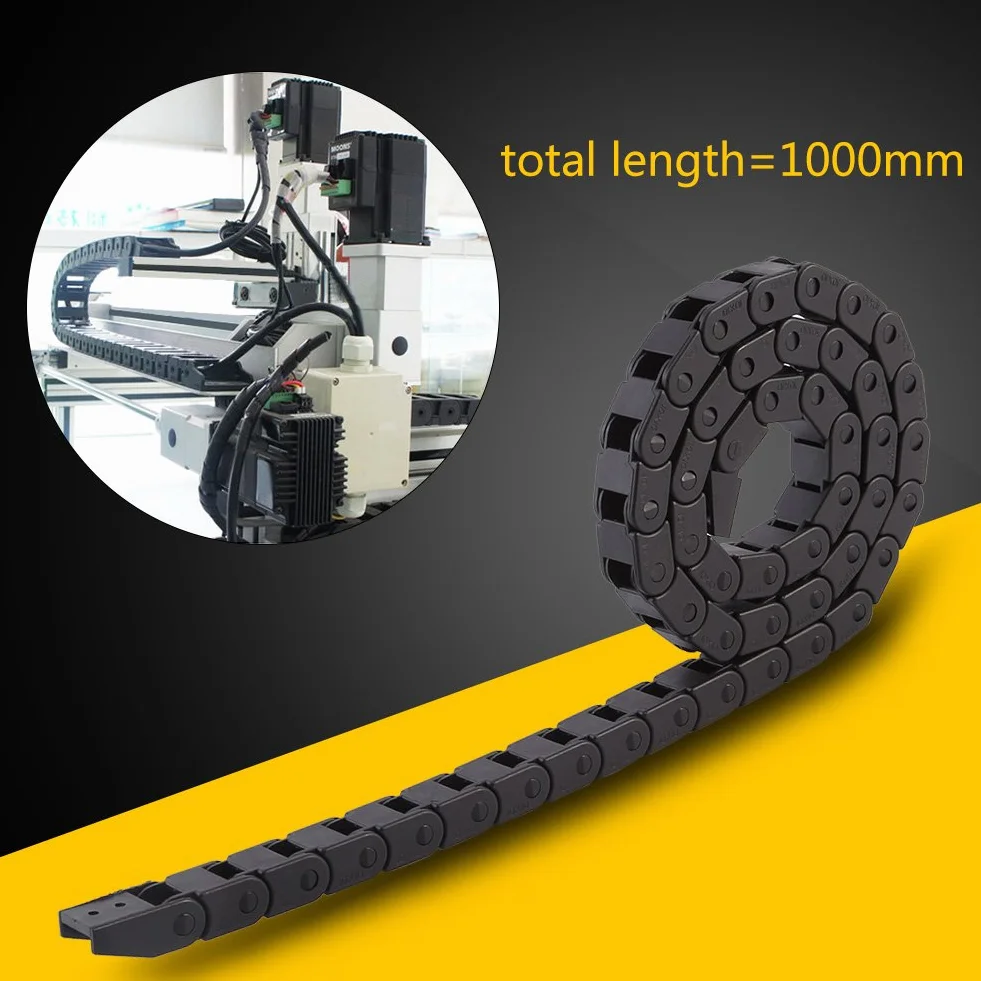 Łańcuch kablowy R28, czarny nylon łańcuch treningowy R28, 10 x 10 mm lina Drag Chain Transporter do drukarki 3D, maszyna do routera CNC, długość 100 cm