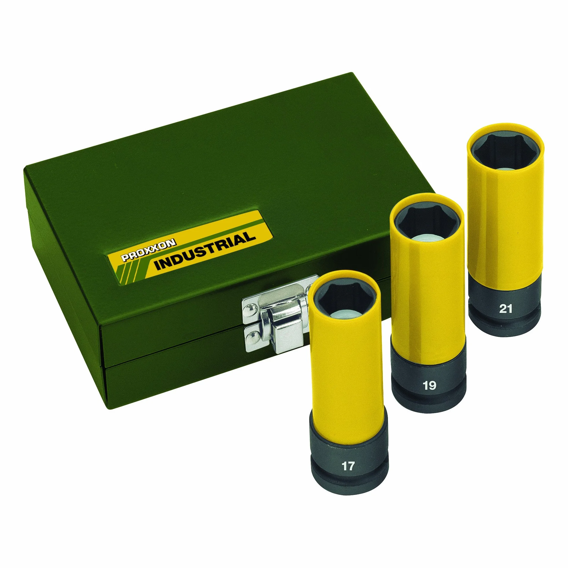 Proxxon 23938 zestaw nasadek do nakrętek kół 17-19 - 21 mm długość 85 mm napęd 12,5 mm (1/2") w zestawie skrzynka