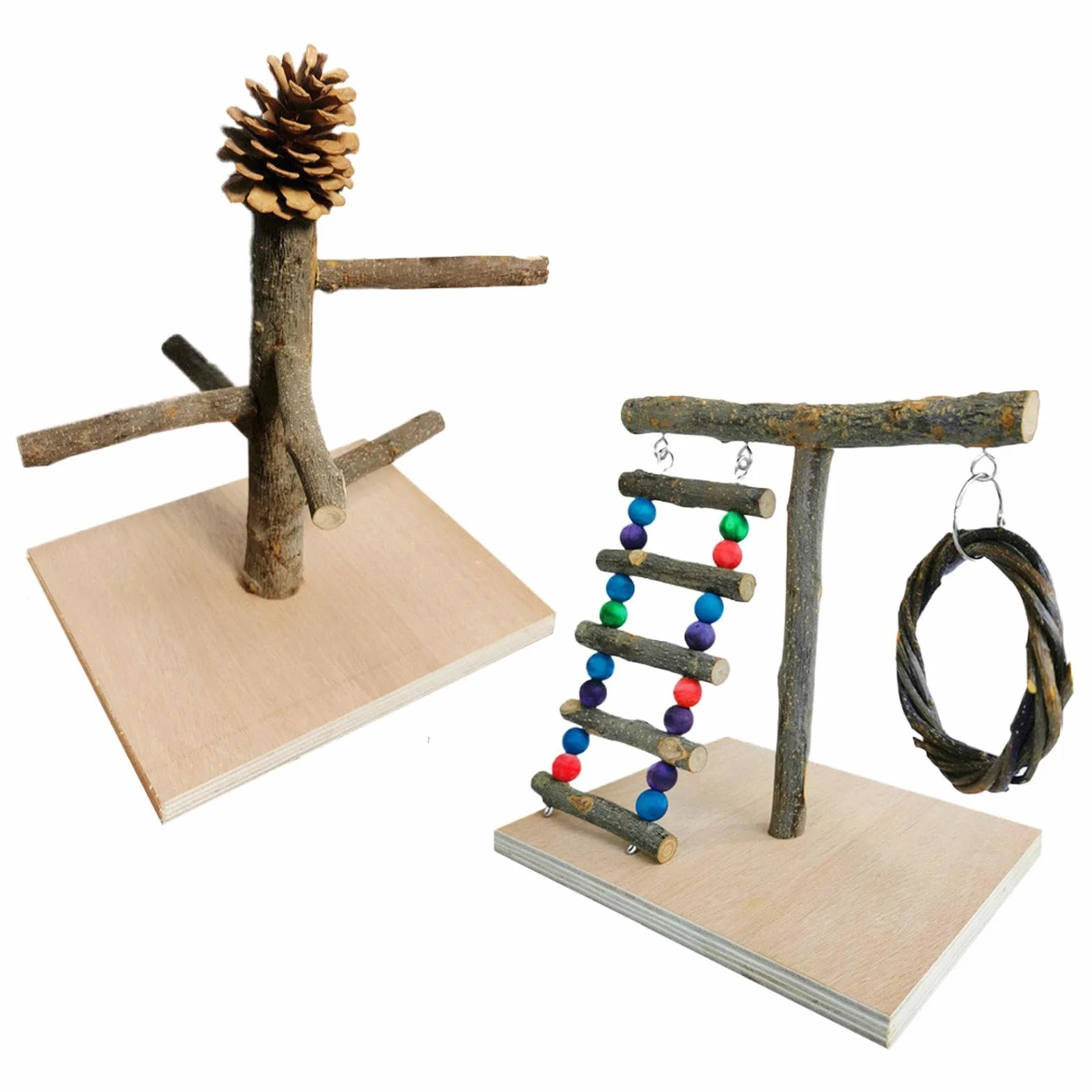Parrot Playground, Natural Wood Parrot Perch, Bird Play Stand, Tabletop Parrot Perch, Bird Playstand Training Playground, Bird Cage Toys For Cockatiels, Parrot Perch Play Stand, Bird Perch For Parrots