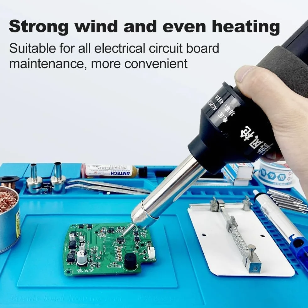 DEWIN dmuchawa gorącego powietrza, spawarka 220V 450W LCD Regulowana elektroniczna piasta na gorące powietrze do odlutowywania stacja lutownicza IC SMD BGA