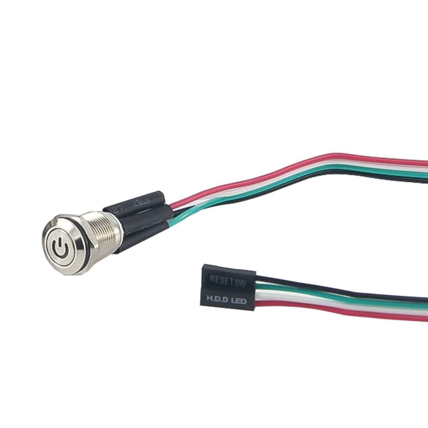 Powice 12 mm PC Power Button z czerwonym światłem LED 3-220 V/3 A, Power Button PC z okablowaniem portu host, 12 mm automatyczny reset przełącznik ciśnieniowy 12 V, odpowiedni do modyfikacji komputera