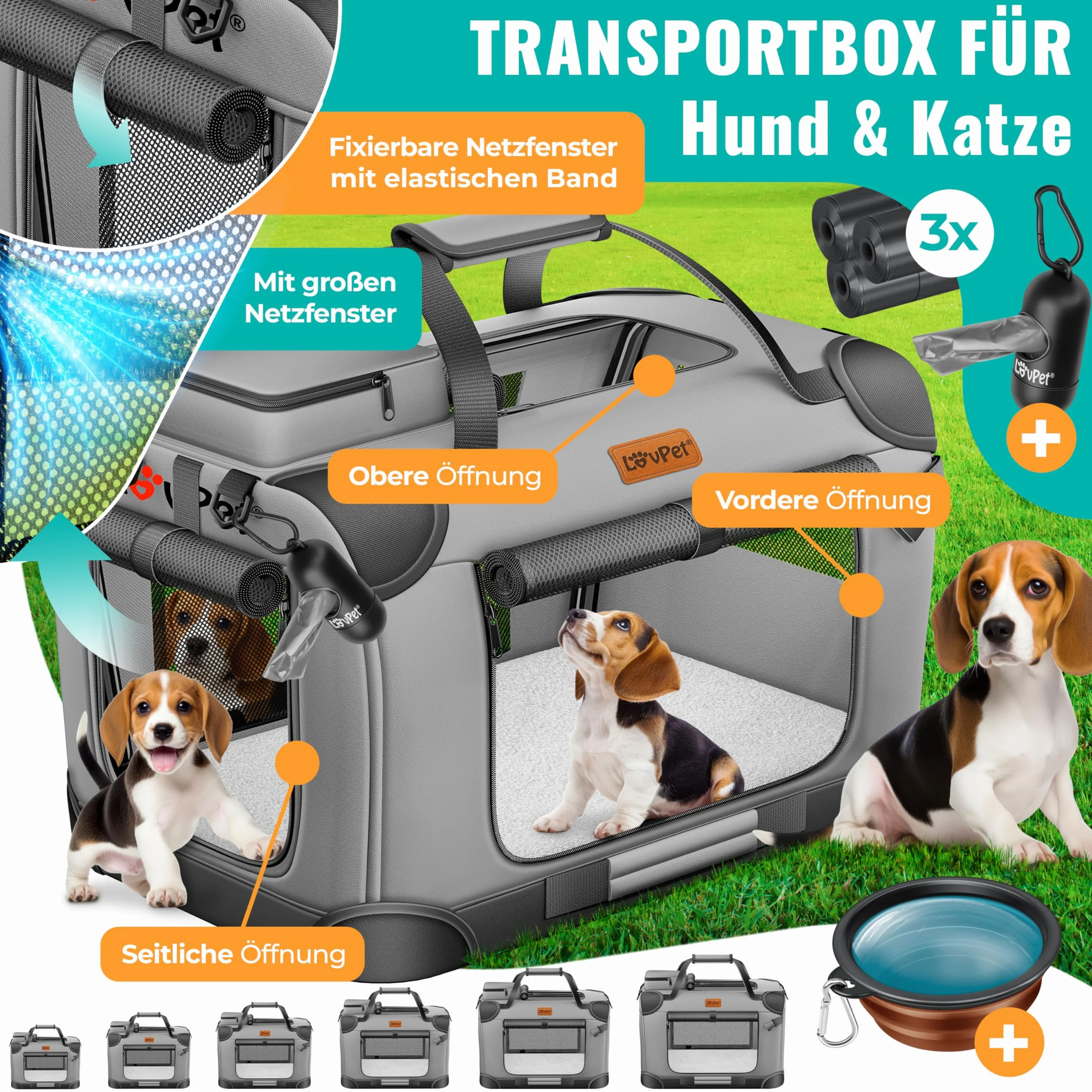 Lovpet Torba transportowa dla psów i kotów XL 81,3 x 58,4 x 58,4 cm składana