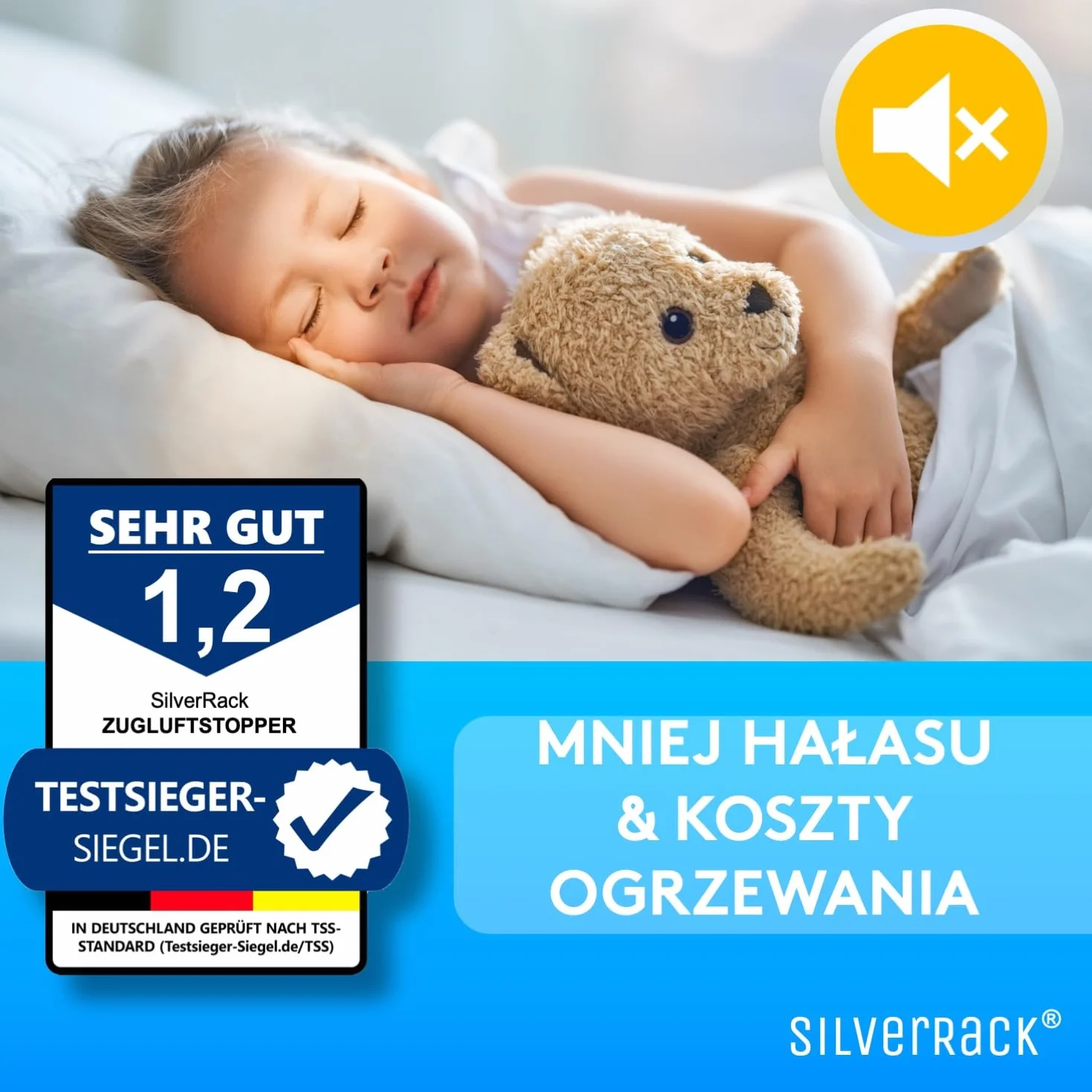 SilverRack Uszczelka Przeciwwywałkowa Na Drzwi Biała [1x 1 m] - Samoprzylepna - Oszczędność Kosztów Ogrzewania