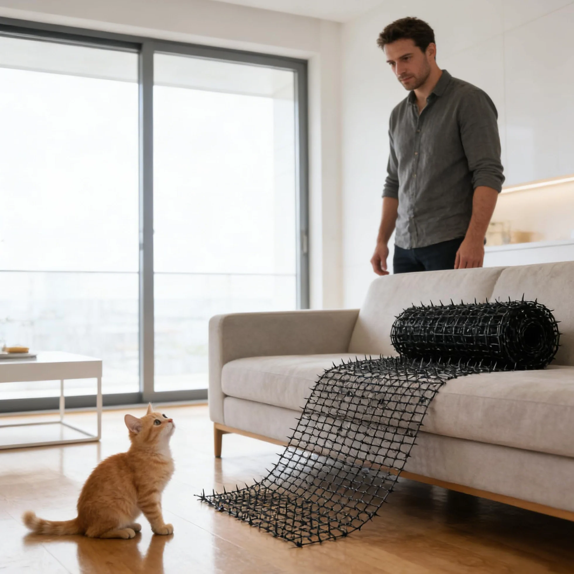 Koty Scat Mats, 4mx30cm Prickle Strip Dig Stopper z kolcami odstraszającymi, Koty odstraszające maty Scat Mats, Anti Cat Dog Detergent Fox do ogrodzenia ogrodzenia Można ciąć i łączyć(Biały)