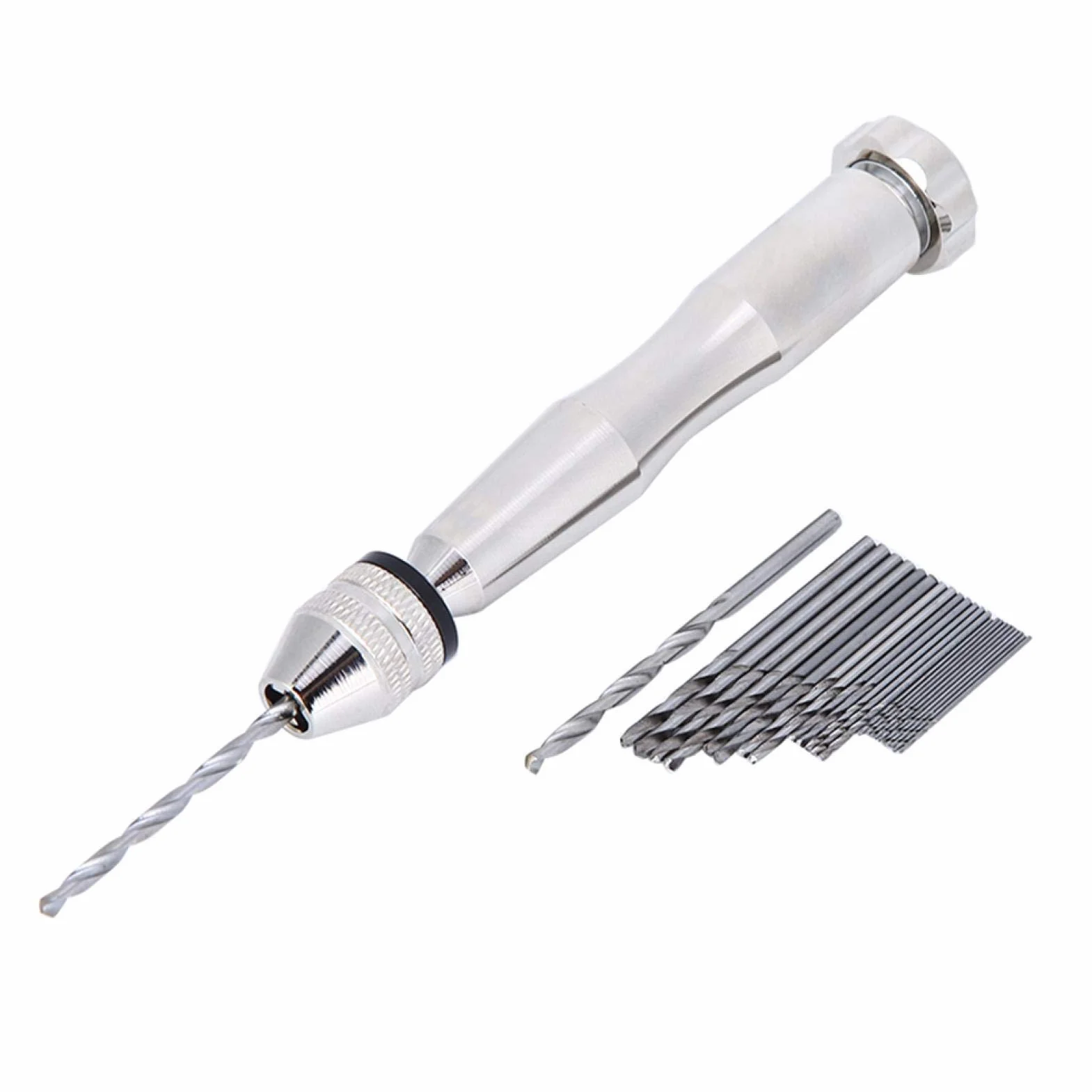 Yosoo Health Gear Mini wiertło ręczne, srebrne 0,3 mm – 3,6 mm wiertło z 25 sztukami wierteł HSS do rzemiosła artystycznego wiszące ozdoby lub produkcji pamiątek