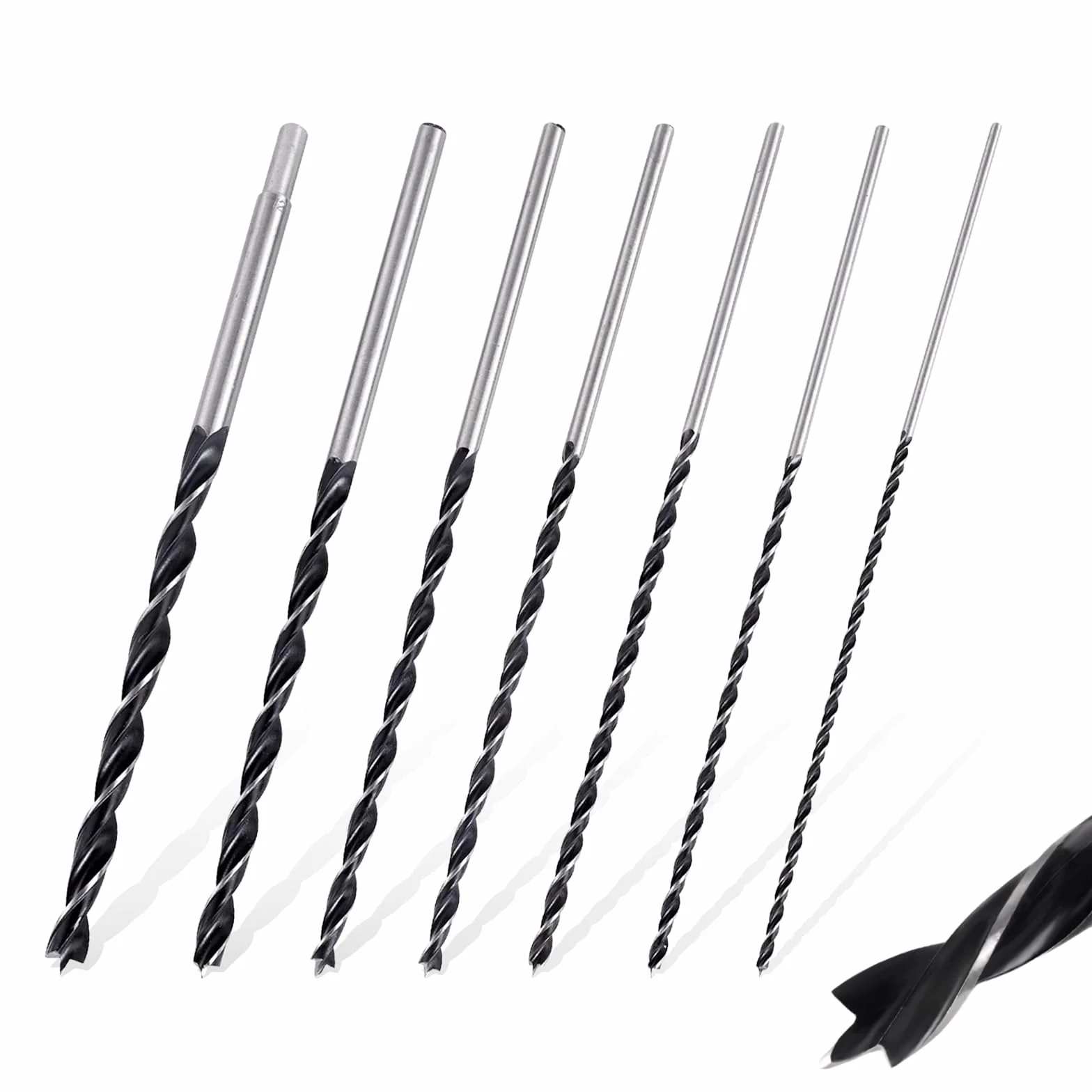 Wiertła do drewna długie, 7 odpornych na pęknięcia wiertła wężykowe do drewna 12 mm 10 mm 8 mm 7 mm 6 mm 5 mm 4 mm zestaw wierteł do drewna wiertło