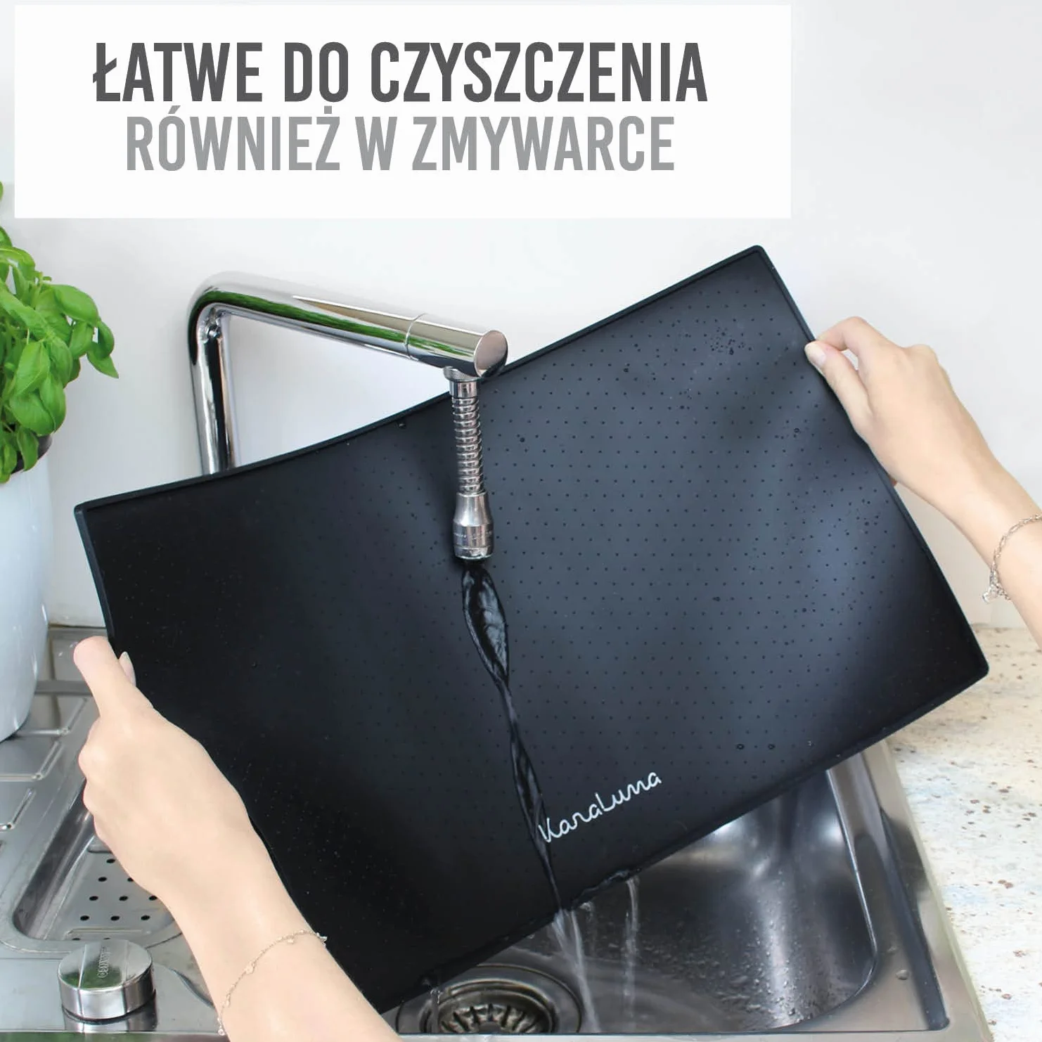Silikonowa Podkładka Premium 48 x 30 cm Czarna Mata na Karmę dla Kota i Psa Pod Ekspres do Kawy