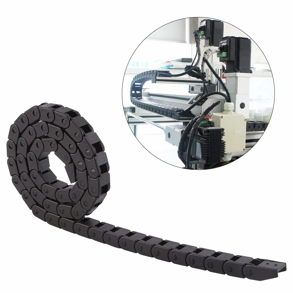 Łańcuch kablowy R28, czarny nylon łańcuch treningowy R28, 10 x 10 mm lina Drag Chain Transporter do drukarki 3D, maszyna do routera CNC, długość 100 cm