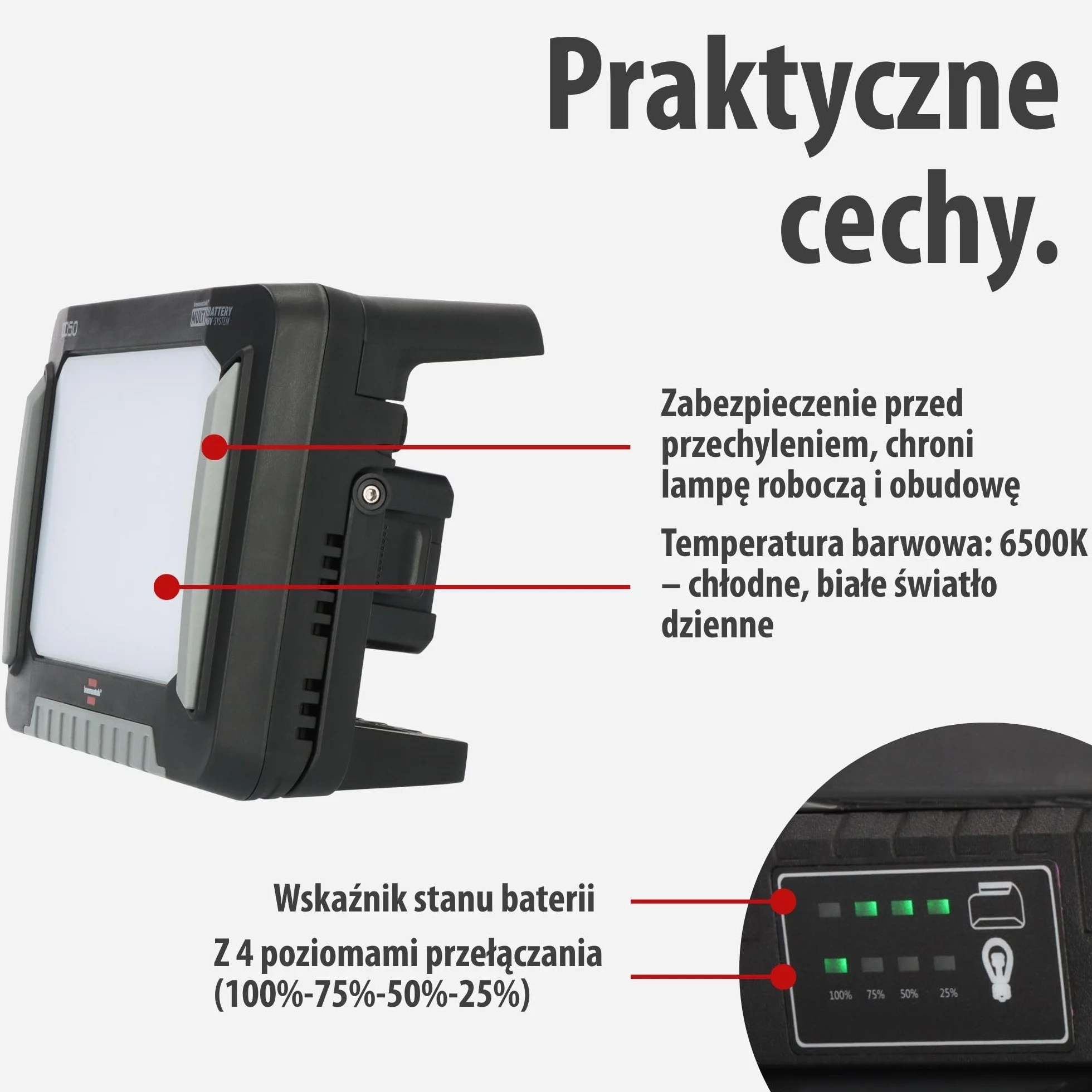 Brennenstuhl Professional Multi Battery LED Hybrydowa Reflektor budowlany 10050 MH 100W 12500lm IP55 18V 5m kabel RN