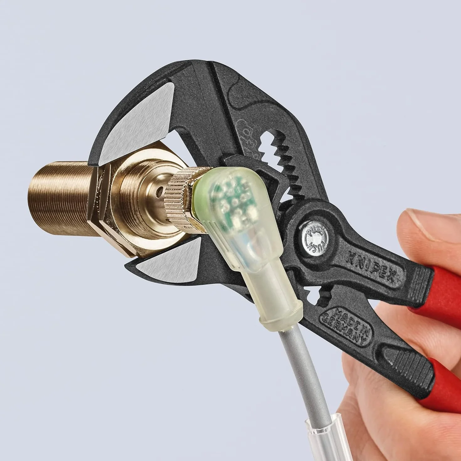 KNIPEX Szczypce-klucz szczypce i klucz w jednym narzędziu w opakowaniu z zawieszką fosforanowana, szara pokryte antypoślizgowym, 86 01 180 SB