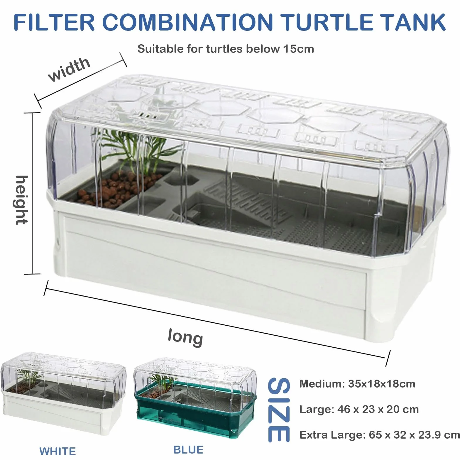 Zestaw startowy do siedliska żółwia, plastikowe terrarium dla gadów z filtrem prysznicowym, pościel żółwiowa do środowisk wodnych, pełna konfiguracja dla entuzjastów gadów