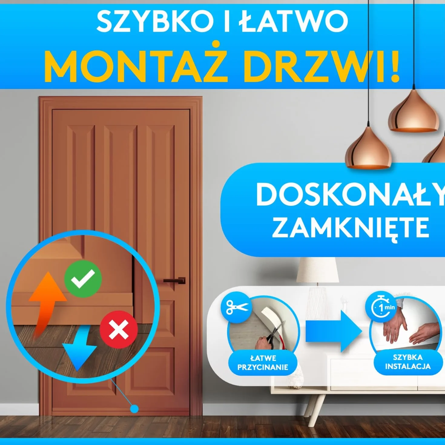 SilverRack® Uszczelka do drzwi, stoper przeciągów, brązowa, 1 x 1 m, 1 x dodatkowy stoper do drzwi, samoprzylepna uszczelka do drzwi, ochrona przed hałasem, zimnem i owadami