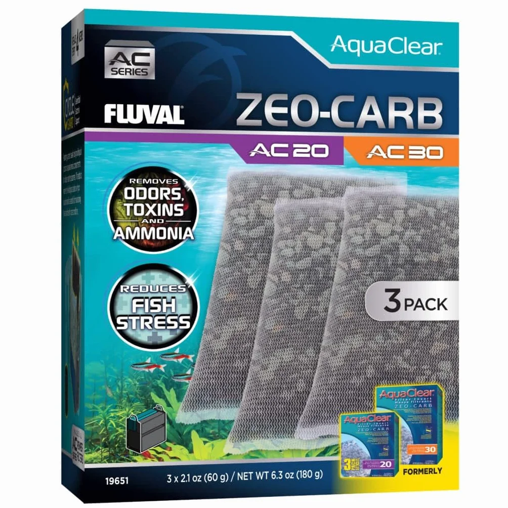 Fluval Pakiet ładowania Oszczędzanie Zeo-Węgiel Plecak dla Wodnika AquaClear AC20/30, 3szt