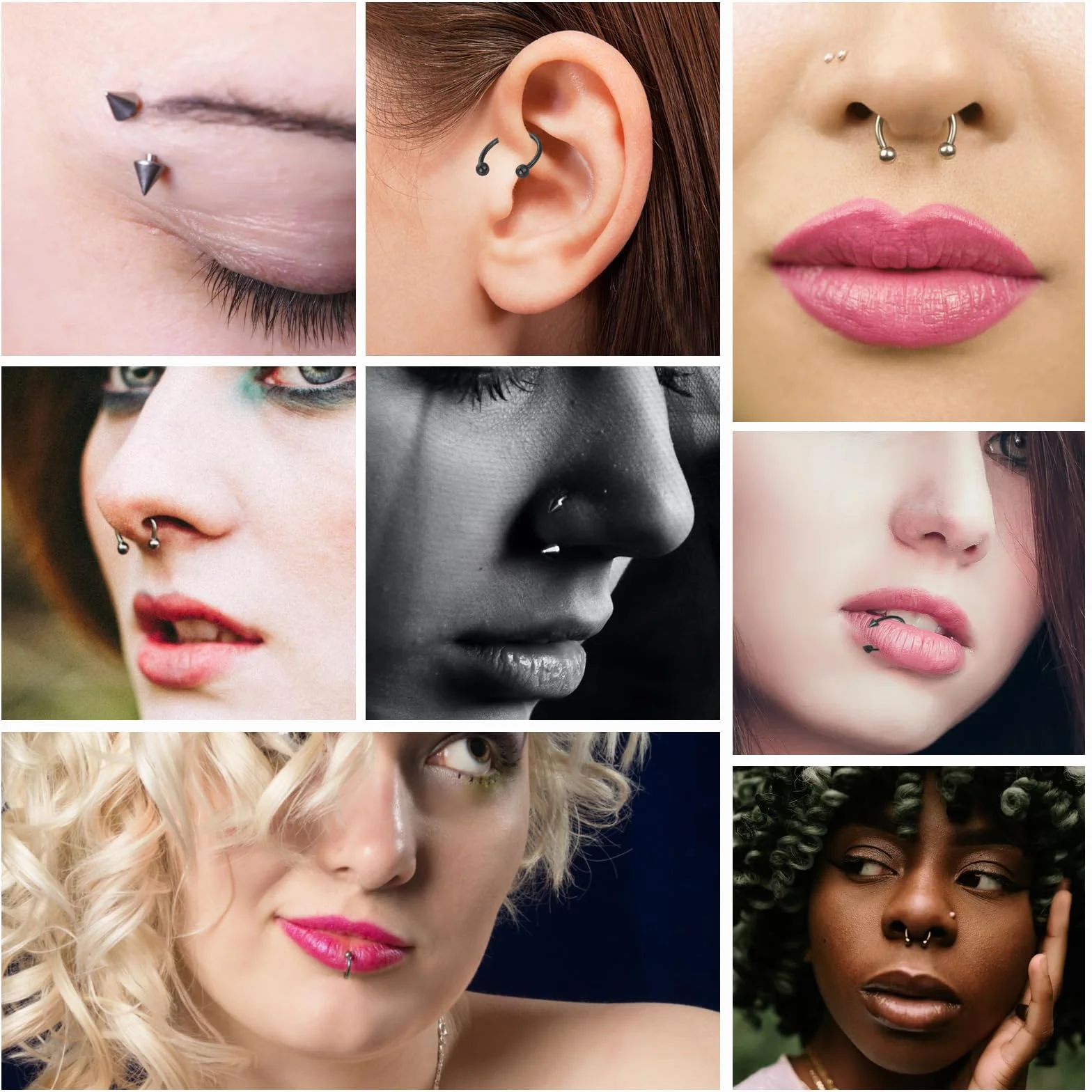 Yolev 16 szt. kolczyk do nosa ze stali nierdzewnej, piercing przegrody nosowej, biżuteria, podkowka, pierścionek z koralikami, helix, tragus, chrząstka