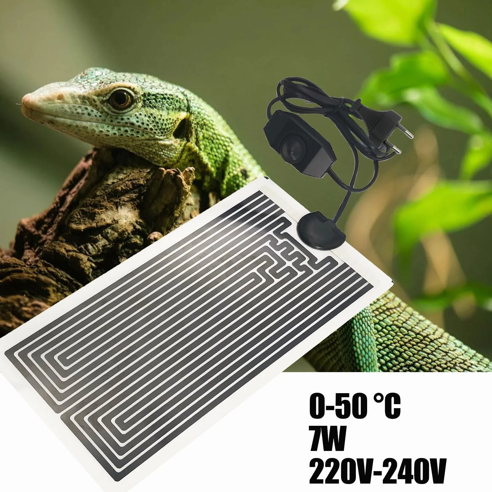 Mata Grzewcza do Terrarium, Mata Grzewcza dla Gadów, 7W Poduszek Grzewczych do Szklanych Pojemników z Regulacją Temperatury
