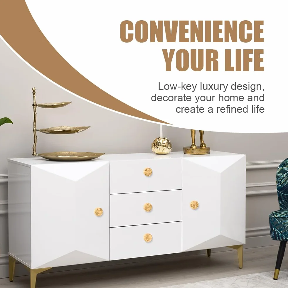 Ainiv 6 szt. drewnianych gałek do szafek, okrągłe gałki rattanowe w stylu boho, vintage uchwyty do szuflad do dekoracji domu, kredens, szafy, szuflady, szafki kuchenne