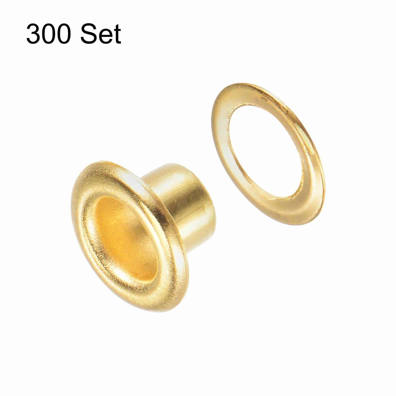 Zestaw 300 sztuk metalowych oczek QUARKZMAN 4 mm / 1/6 cala z podkładkami do butów, ubrań, pasków, etykiet, toreb, tkanin, skóry, projektów DIY (złoto)