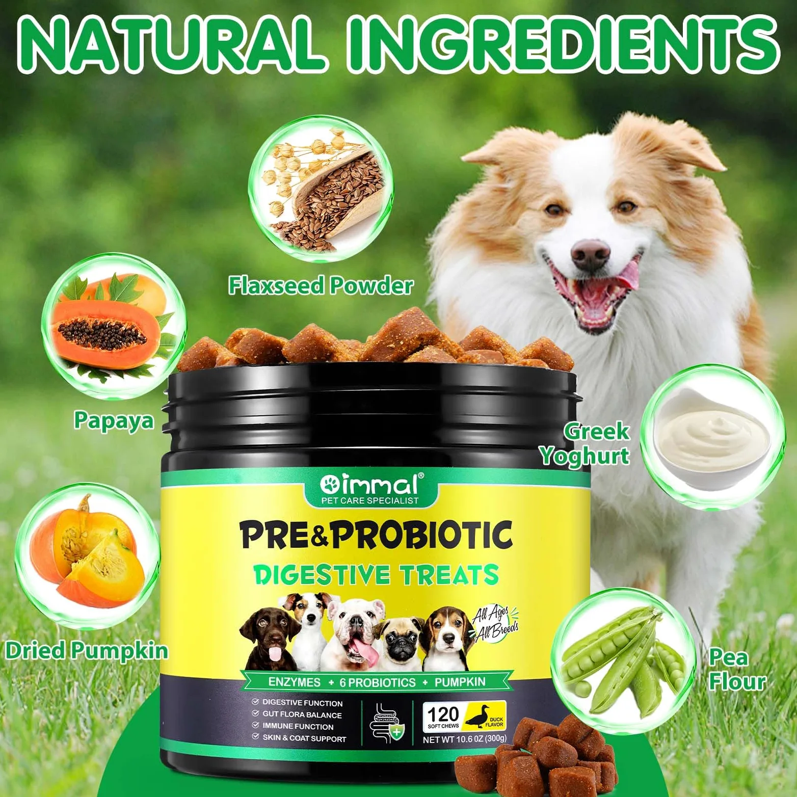 Snacki z probiotykami dla psów 30 przekąsek 75g aromat kaczki wsparcie jelit flora