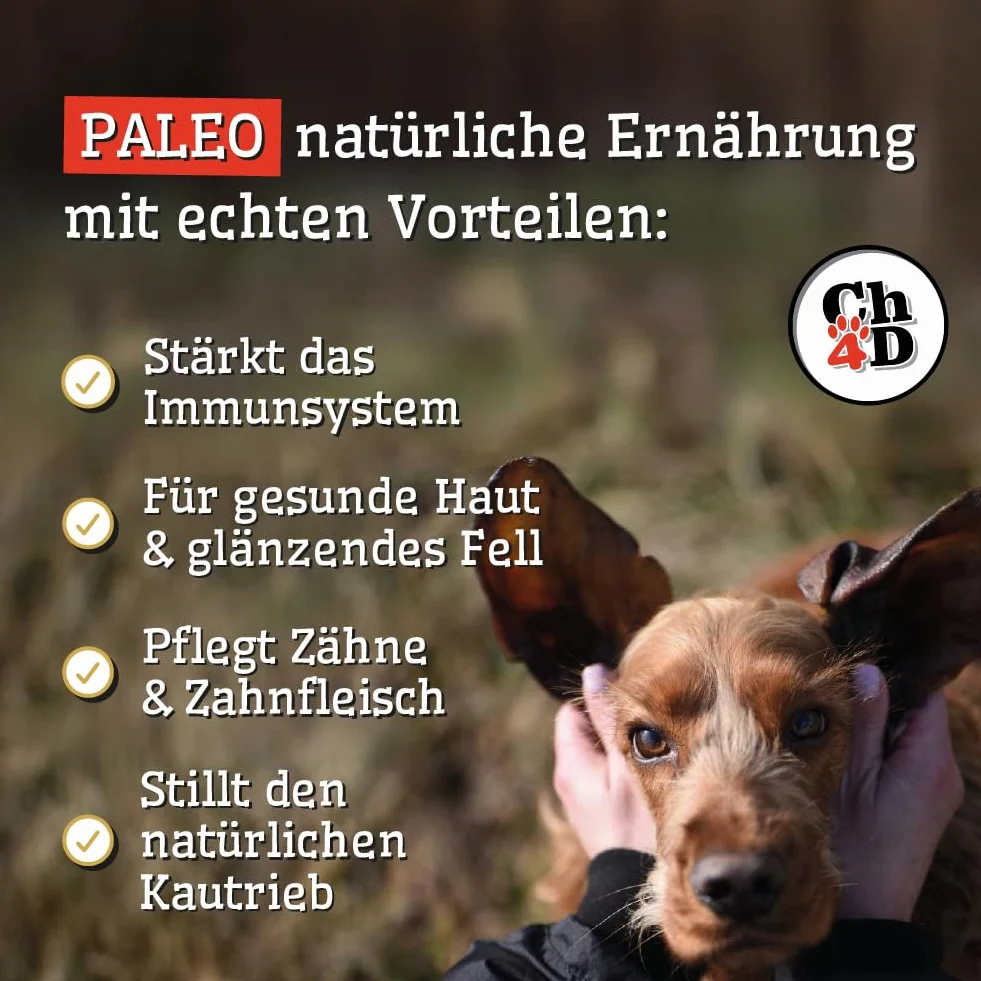 Duo-Mix, Ch4D świńskie uszy i wołowe uszy dla psów – naturalny gryzak z UE – suszony powietrzem, bez dodatków – gryzak wspierający higienę zębów i zajęcie psa – opakowanie ze struną