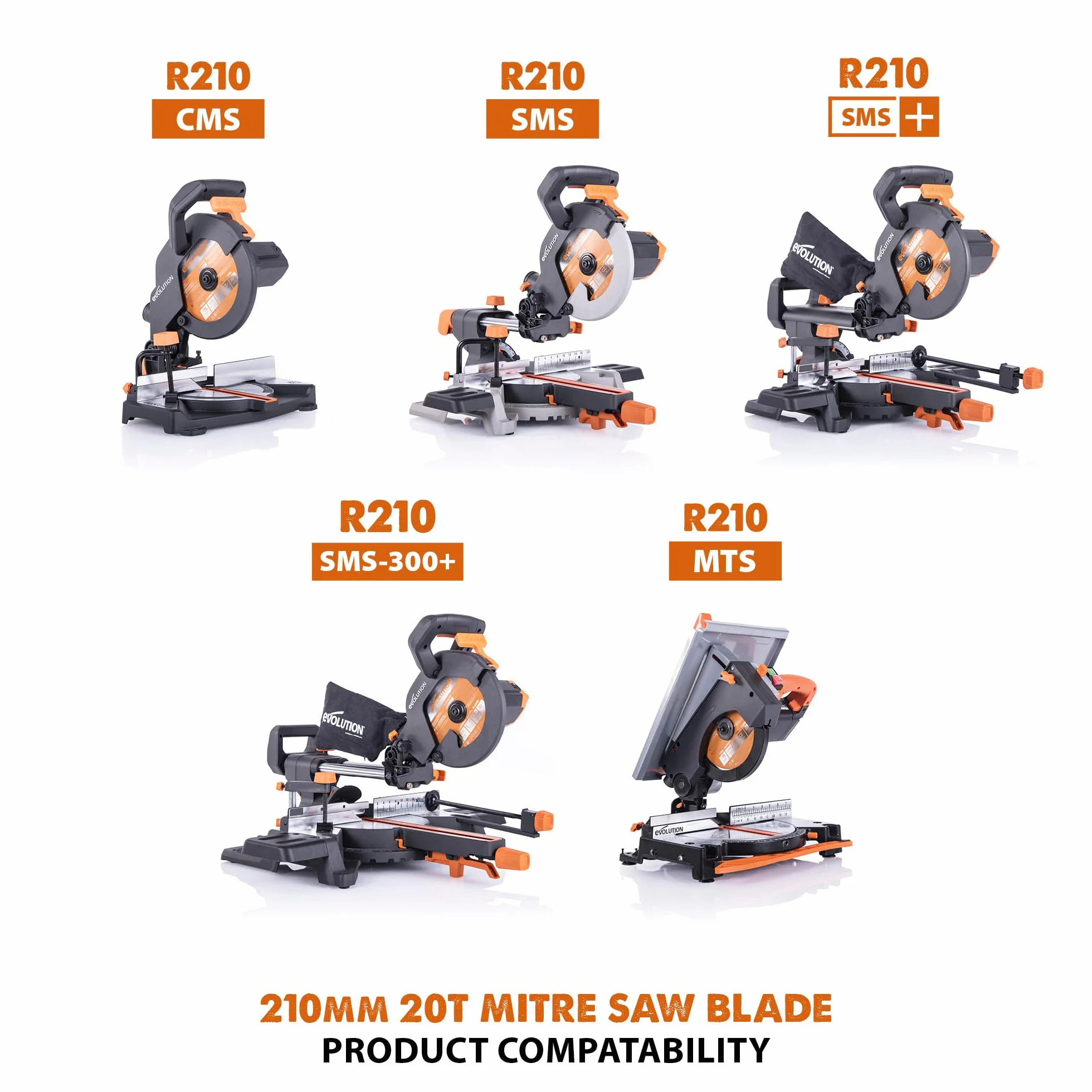 Evolution Power Tools Tarcza RAGEBLADE210MULTI (R210TCT) TCT do różnych materiałów, tnie drewno, metal, plastik i nie tylko, do użytku z ukośnicami, przecinarkami, 210 mm
