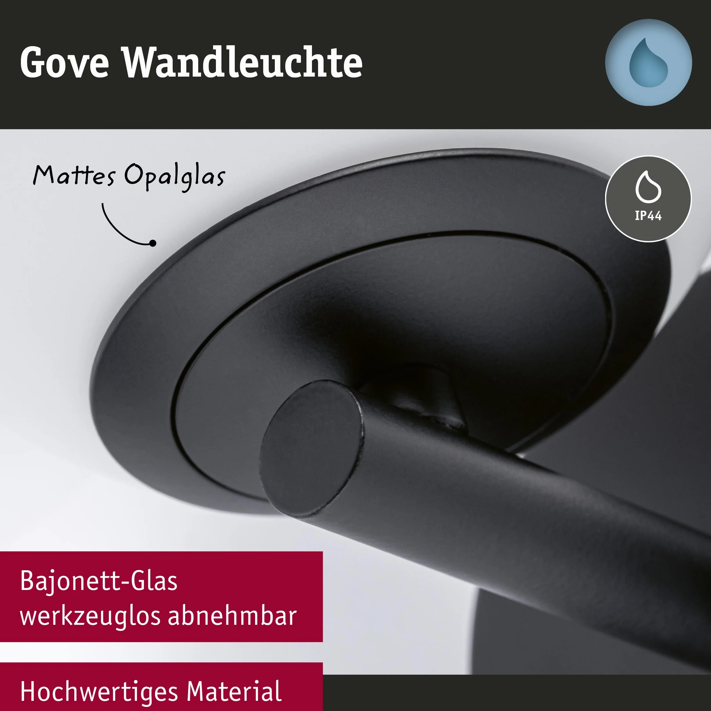 Paulmann 71074 LED oprawa naścienna Selection Bathroom Gove IP44 3000K 400lm 230V 5W czarny matowy, satynowy, oprawa łazienkowa
