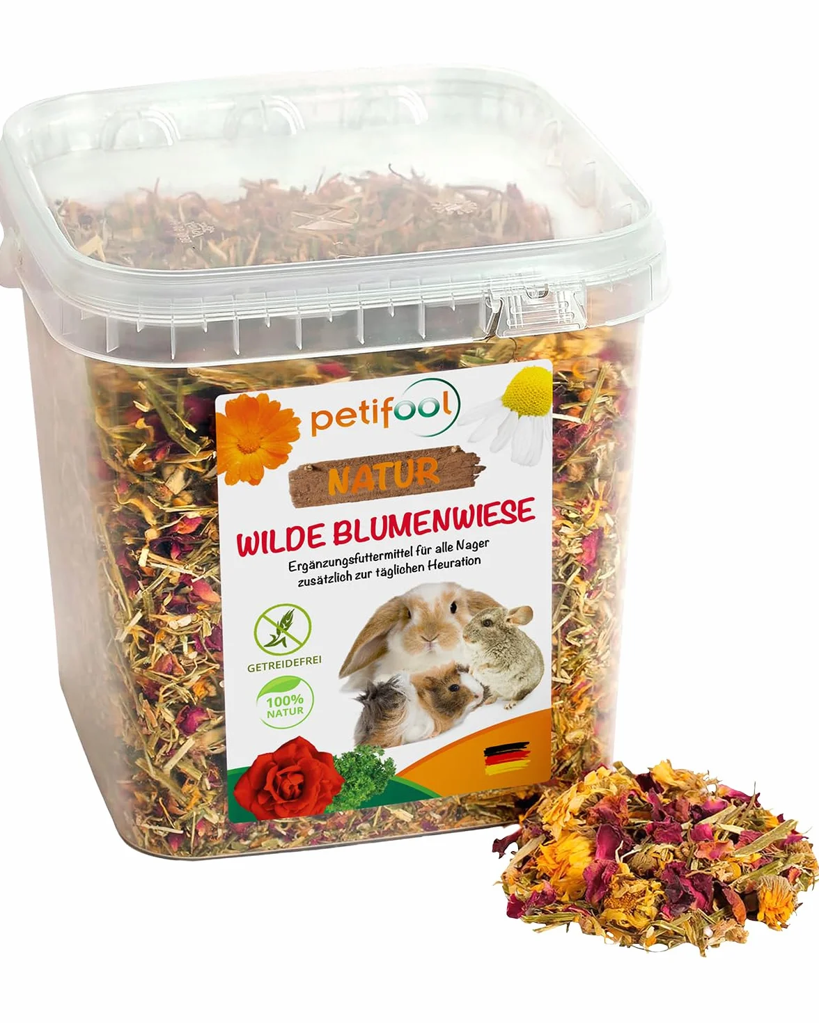 Petifool Dzika Łąka Kwiatowa Karma Uzupełniająca dla Gryzoni, Dzika Łąka Kwiatowa, 600 g