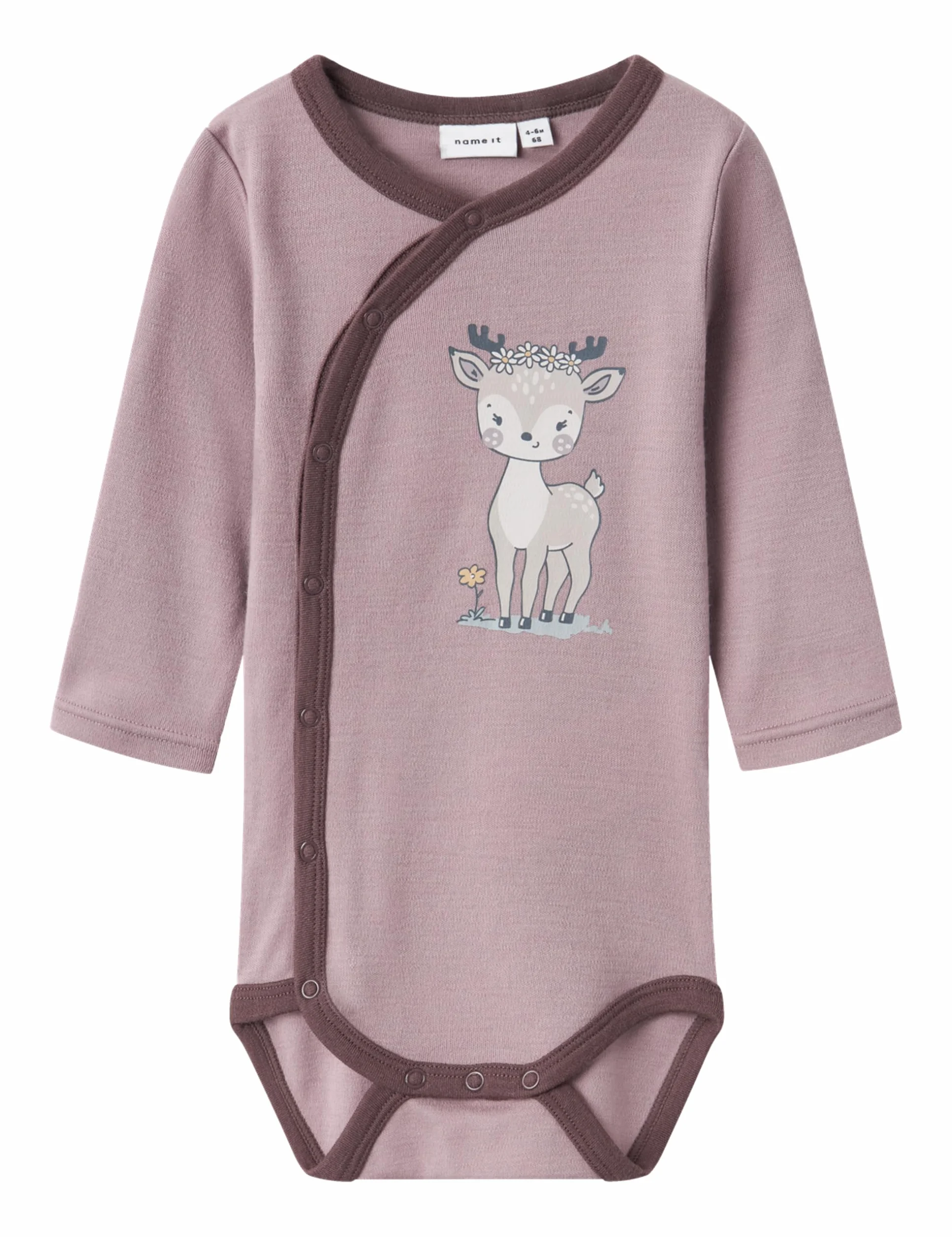 NAME IT Body z długim rękawem Niemowlęta - dziewczynki Nbfwillit Wool Ls Wrap Body