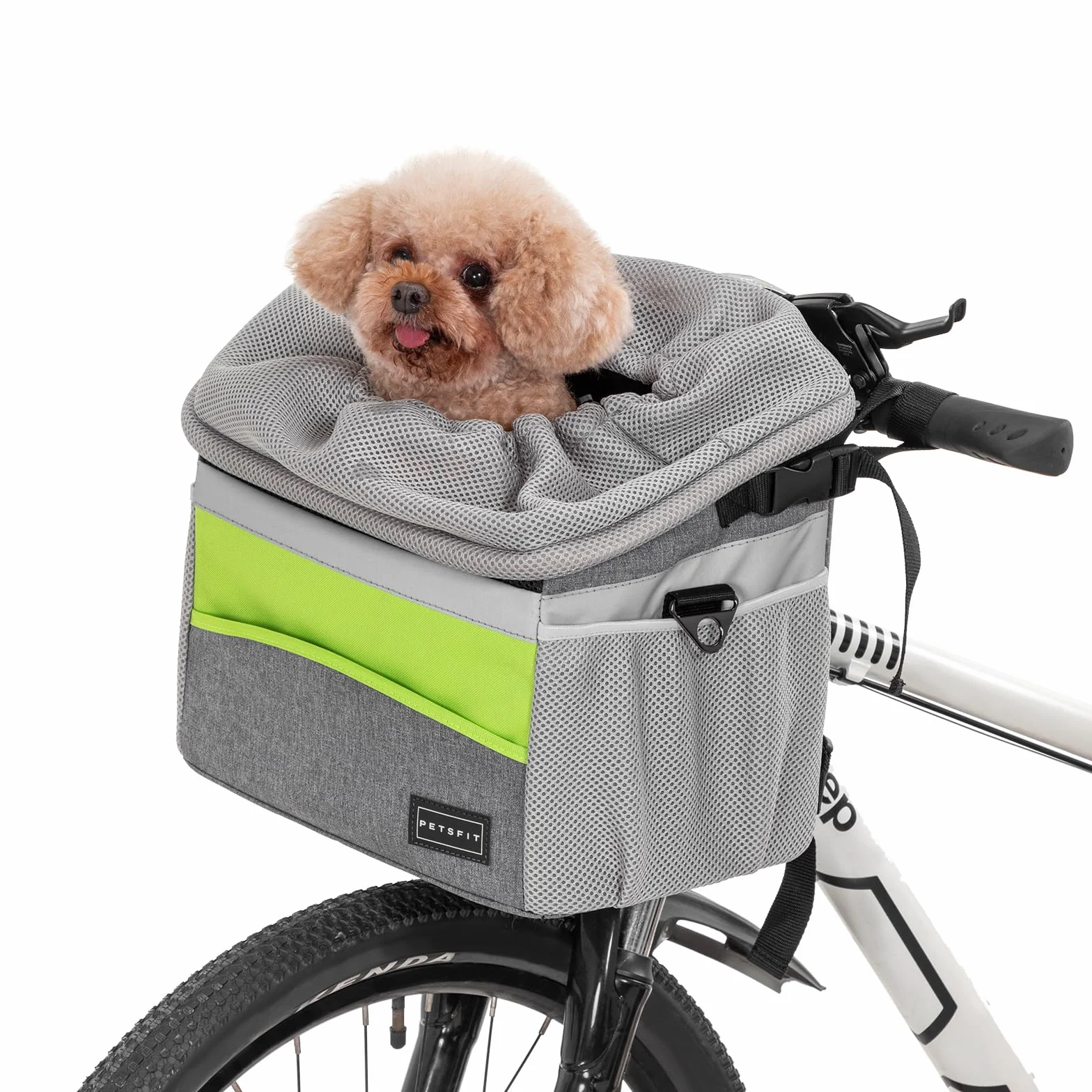 Petsfit Koszyk rowerowy, przedni, dla małych zwierząt domowych, dla psów, kotów, zdejmowany kosz rowerowy, szybkie odblokowanie, łatwy montaż