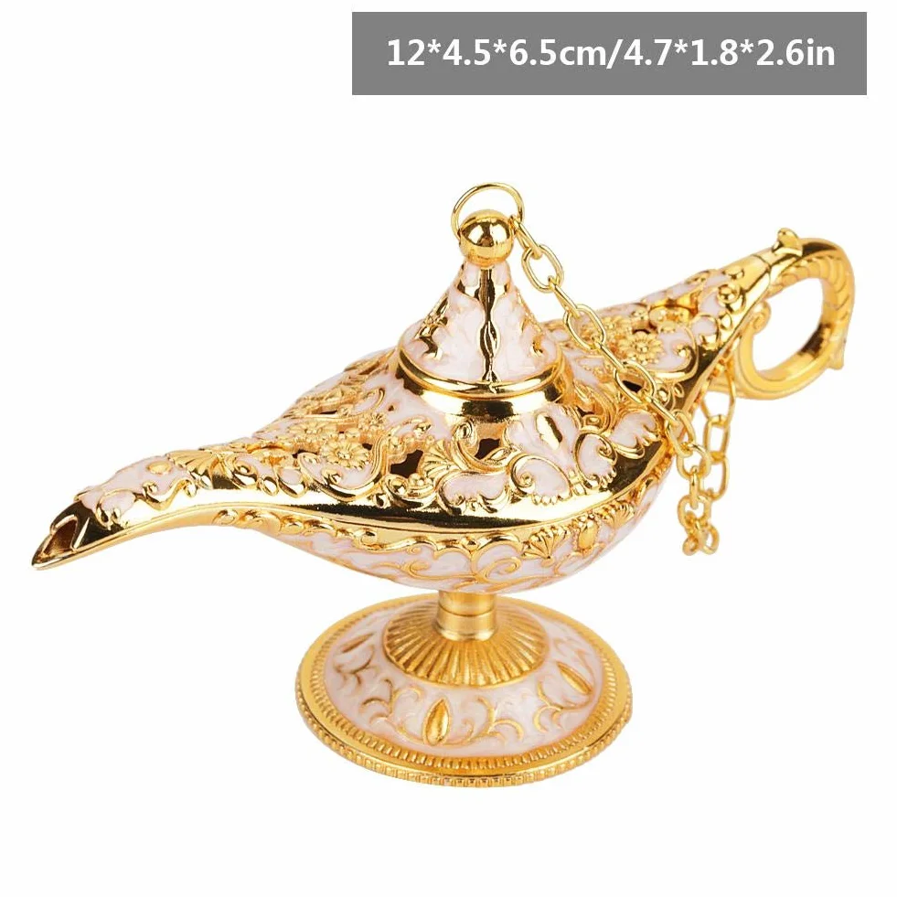MAGT Aladyn Lamp Rzeźbione Metalowe Hollow Legend Lamp Aladdin Magic Genie Light Wishing Pot Decor Phnom Penh White