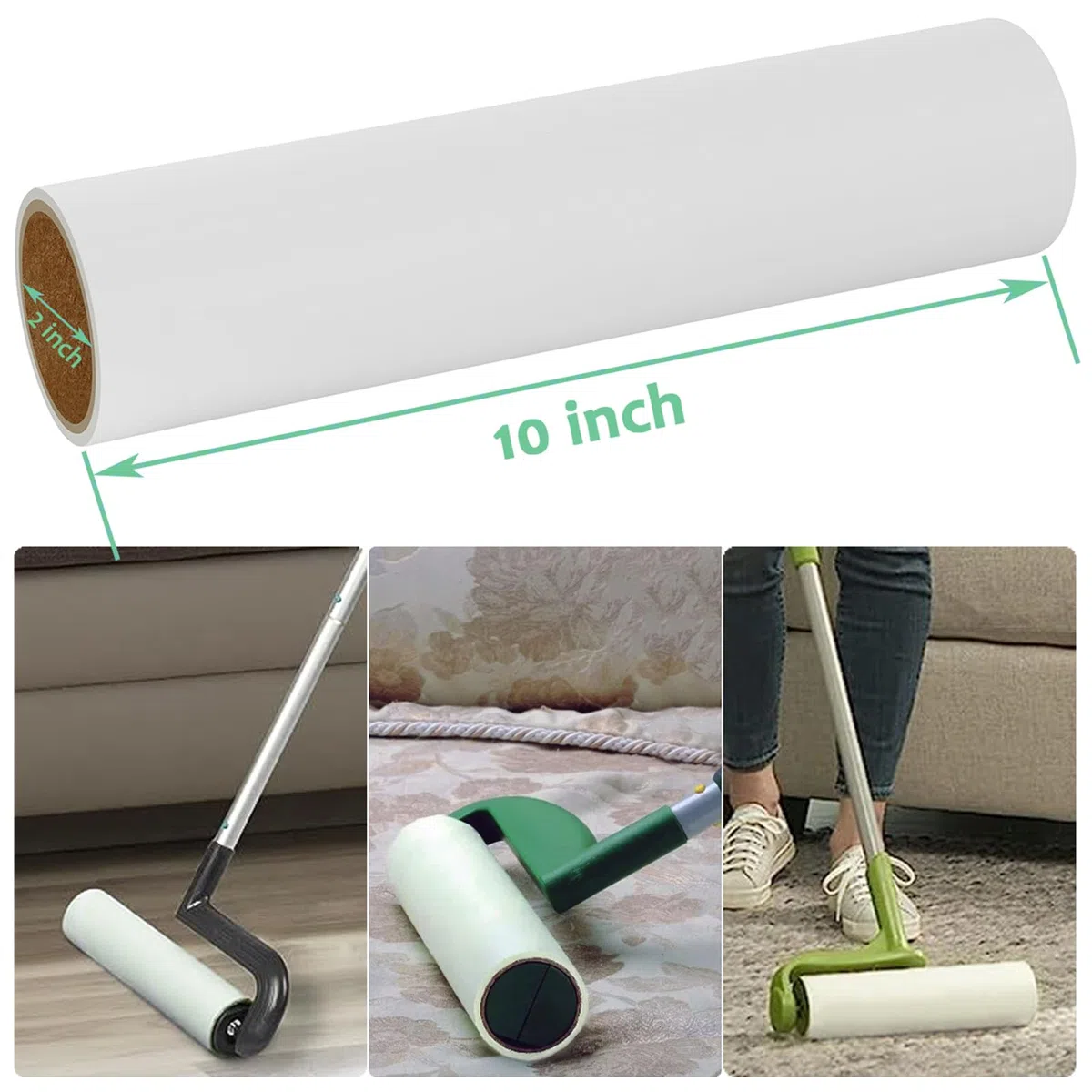 Wkłady do dużych wałków do kłaczków, 25 cm, duże wkłady do usuwania kłaczków do sierści zwierząt domowych, ponadwymiarowe, samoprzylepne wkłady do wałków Evercare Leo Megaclean, 25 cm, rolki podłogowe