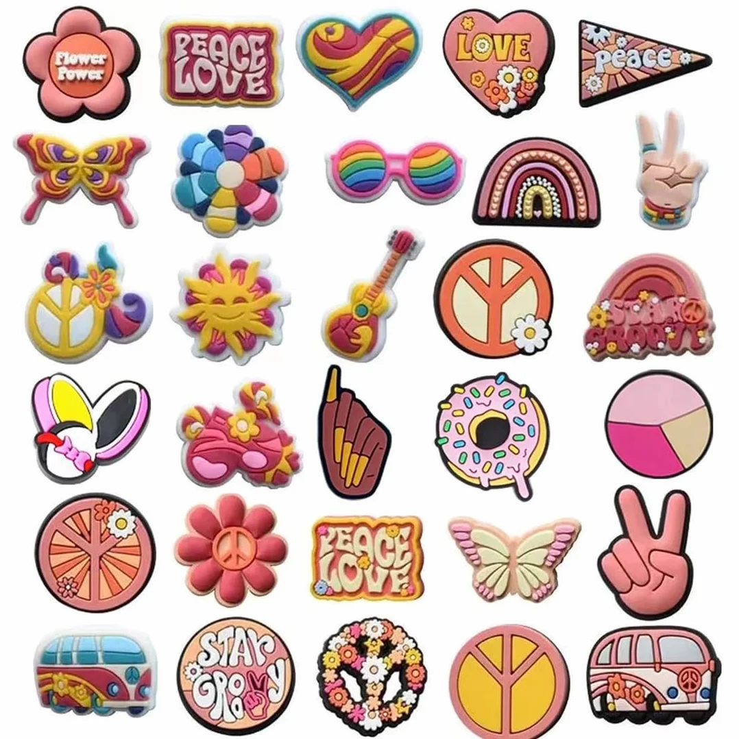 30 sztuk przypinek do butów Crocs dla dzieci z PCW do butów Charms Crocs naklejki charms dla dzieci, chodaki, bransoletki, małe dzieci, dziewczynki i chłopcy, Crocs Pins, Tworzywo sztuczne