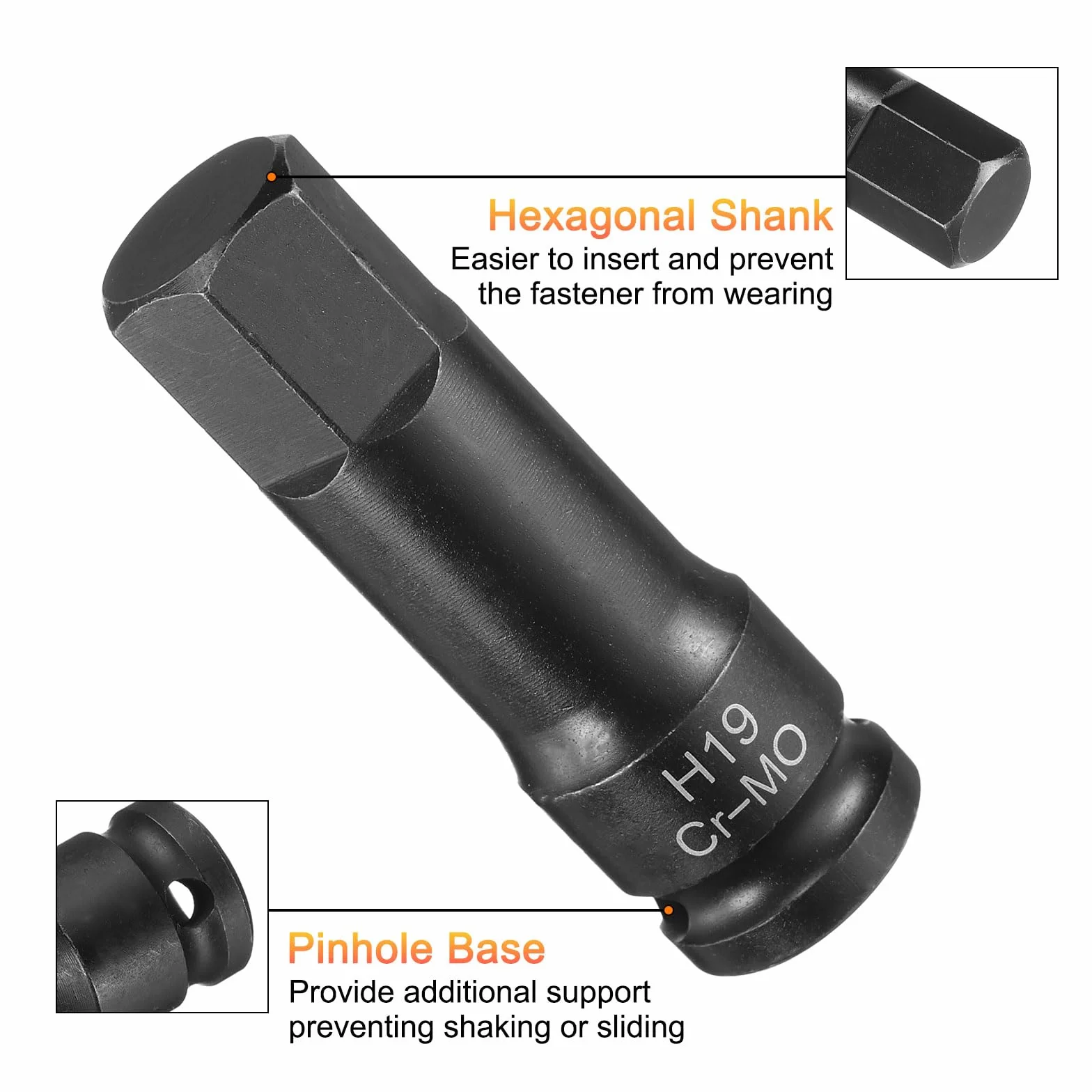 QUARKZMAN 19 mm sześciokątne gniazdo bitowe H19 1/2" ze stali CR-MO, fosforanu, przedłużenie, adapter do gniazda wtykowego do mechanika samochodowego, konserwacji