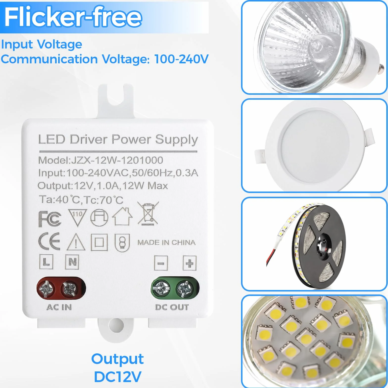 2 szt. LED Mini 12 V/DC 12 W transformator sterownik prądu stałego, 0-10 W do oświetlenia lamp, transformator elektroniczny