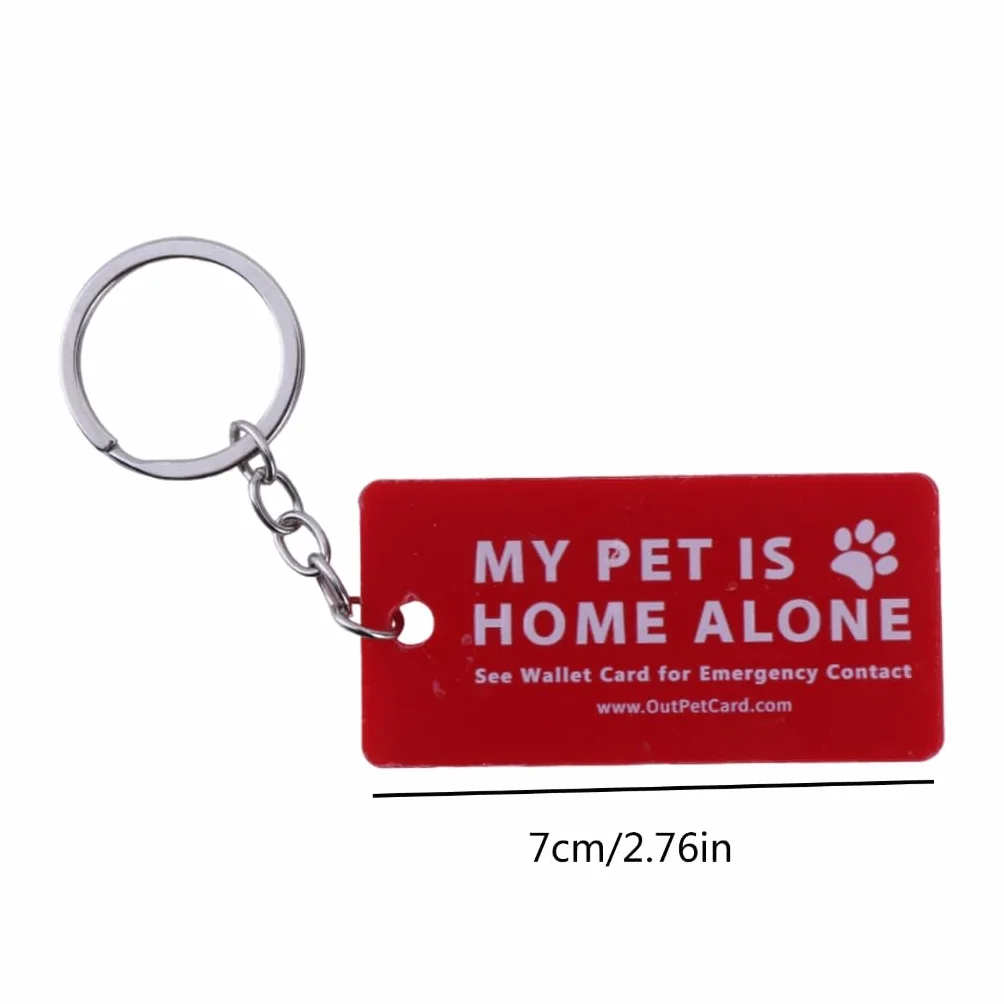 Dog are Home Alone Alert Card & Key Tags with Call Cards Pet Keychain