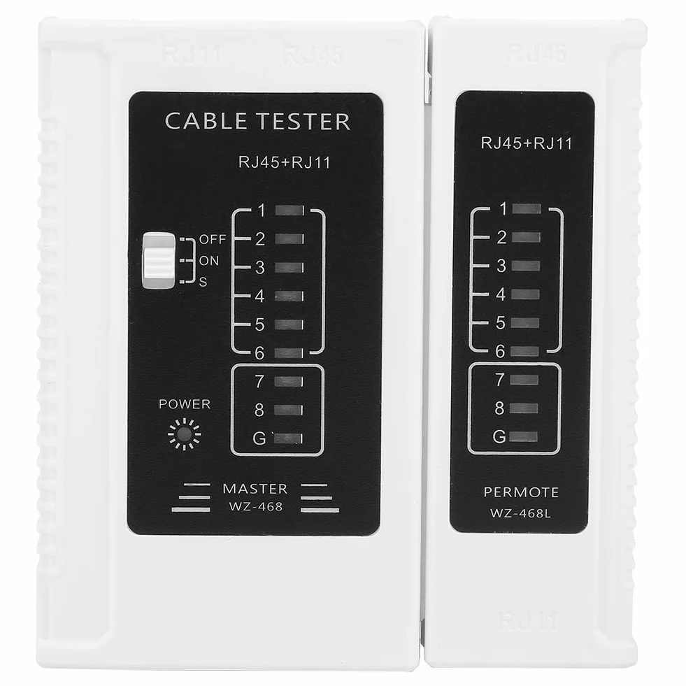 Walfront Tester kabli sieciowych 2 w 1, wielofunkcyjny tester kabli sieciowych RJ45 RJ11 do testu kabli sieciowych Ethernet LAN. Kontrola ciągłości